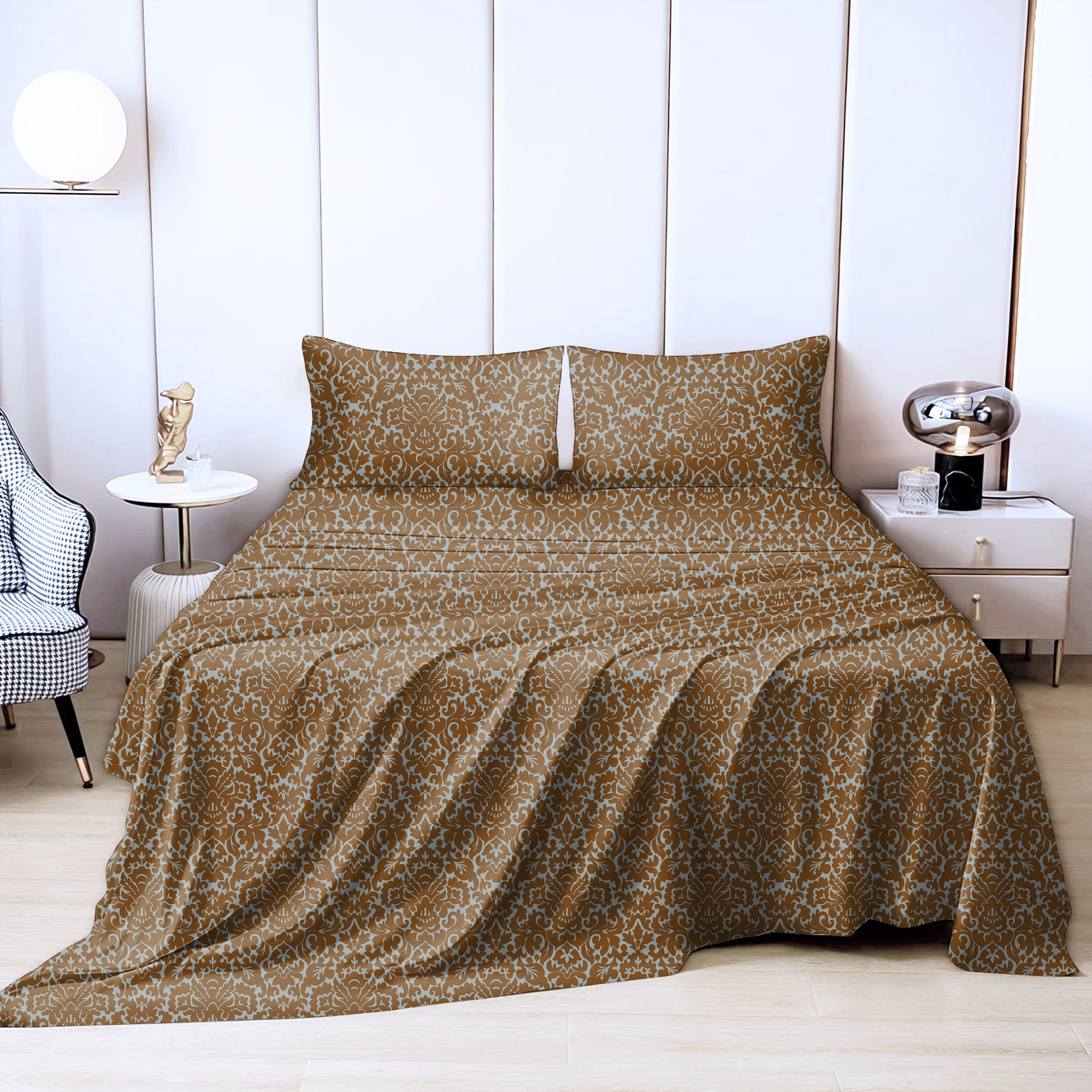 Casableu Microfiber Sydney Otter Brown Bedcover for Double Bed with 2 Pillow Covers King Size (104" X 90")