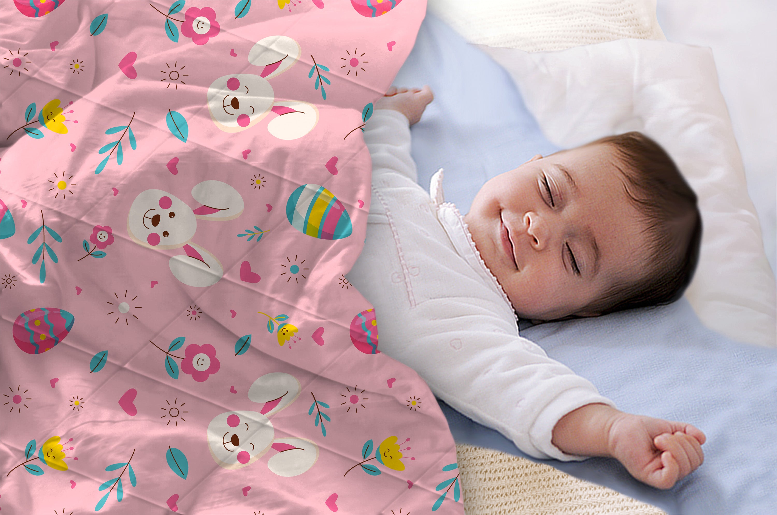 HARE Baby Super Soft Microfiber Reversible All Season Use Blanket (42" X 30")(0-2 Years)(PINK)