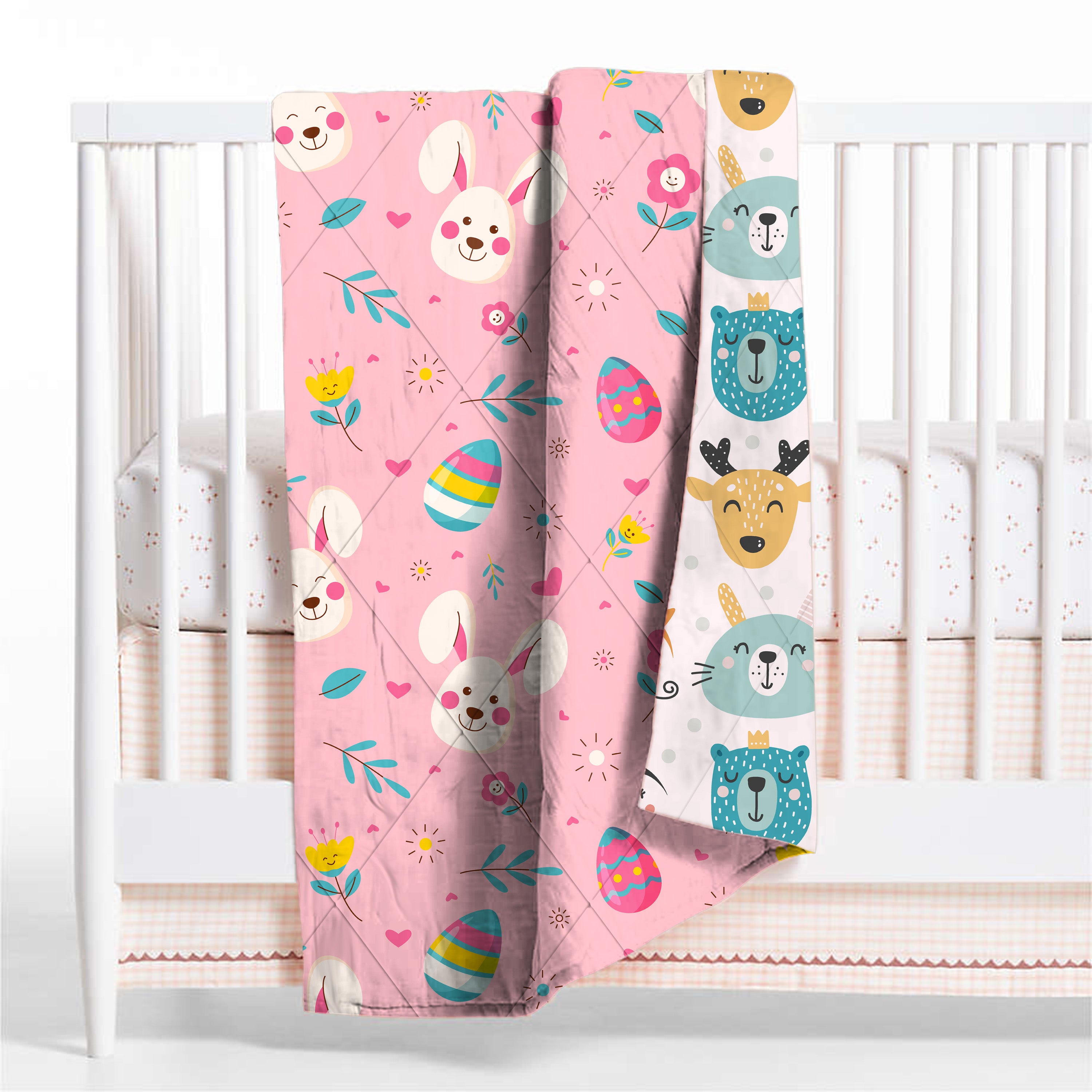 HARE Baby Super Soft Microfiber Reversible All Season Use Blanket (42" X 30")(0-2 Years)(PINK)