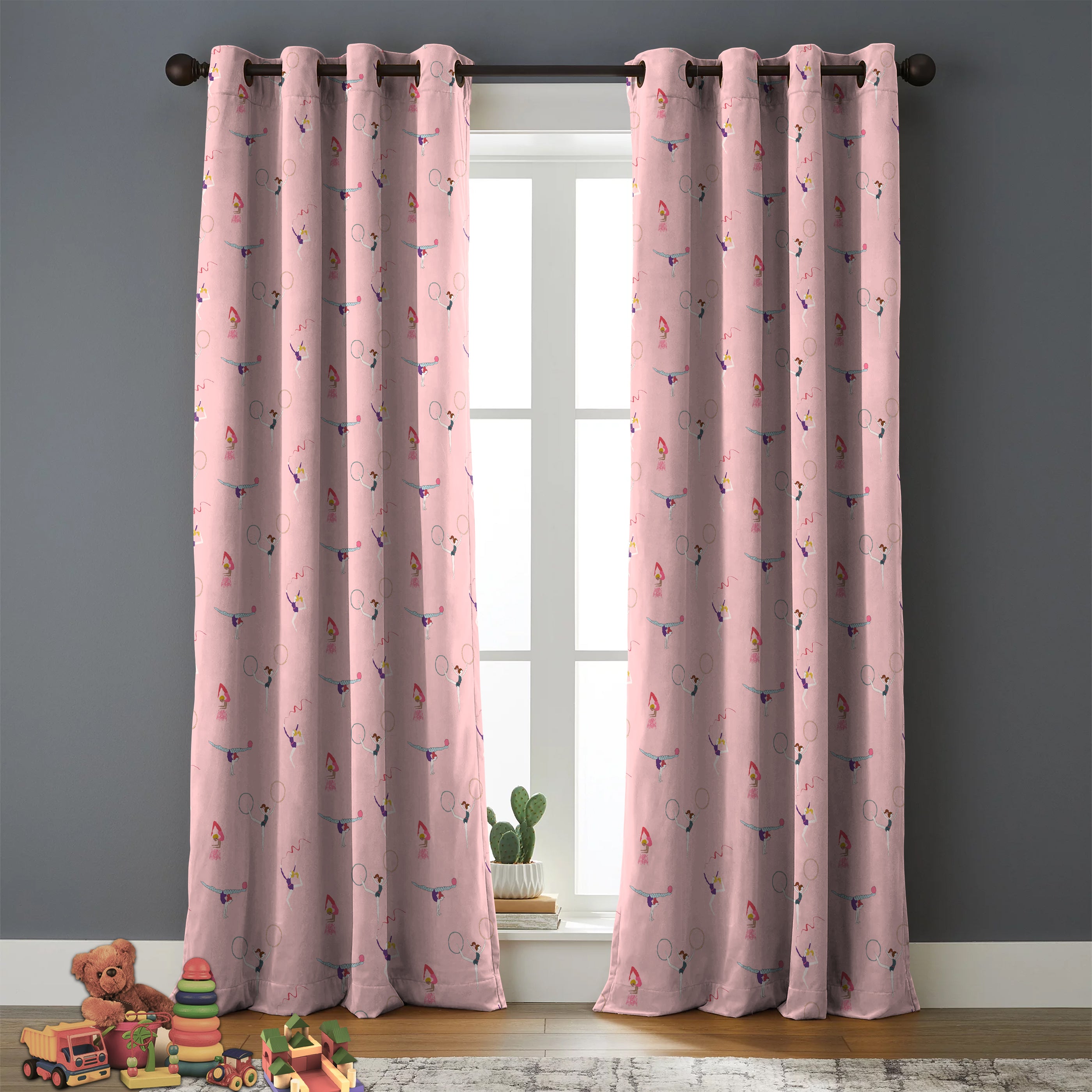 GYMNASTIC PASTEL PINK BLACKOUT CURTAINS
