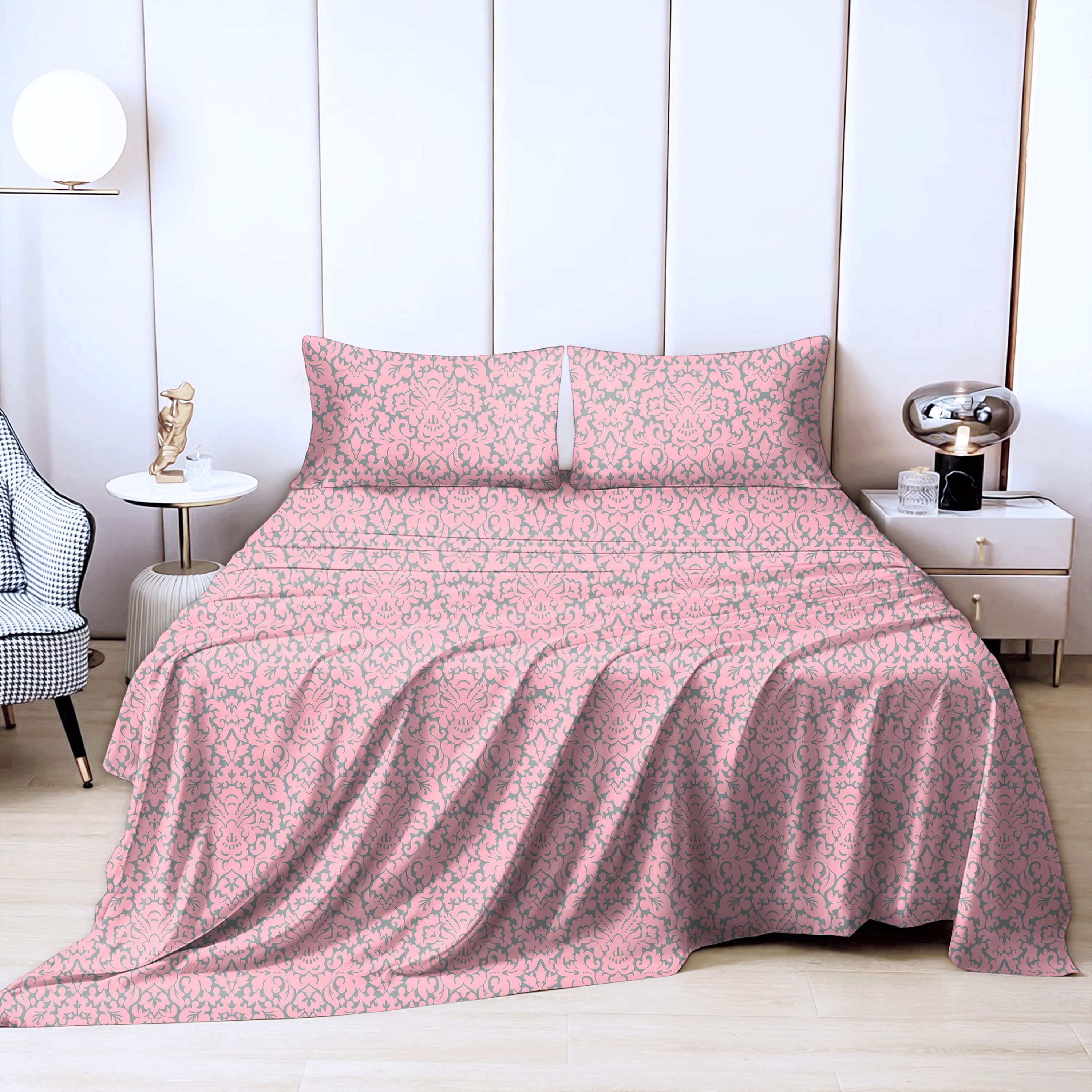 Casableu Microfiber Sydney Pink Bedcover for Double Bed with 2 Pillow Covers King Size (104" X 90")
