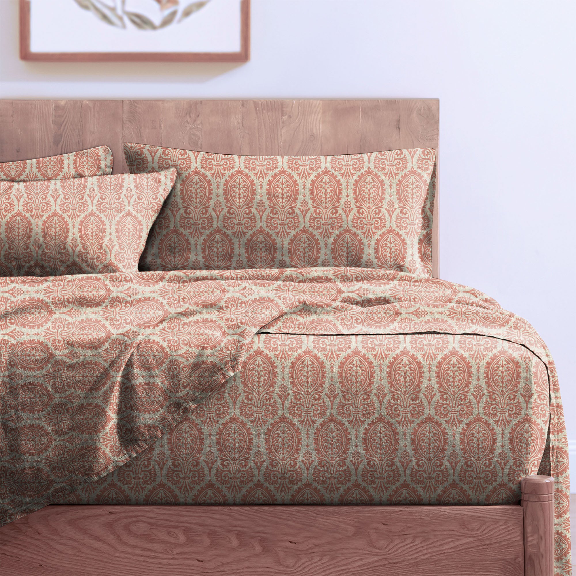 Manchester Pinkish Brown Bedcover for Double Bed with 2 Pillow Covers King Size (104" X 90")