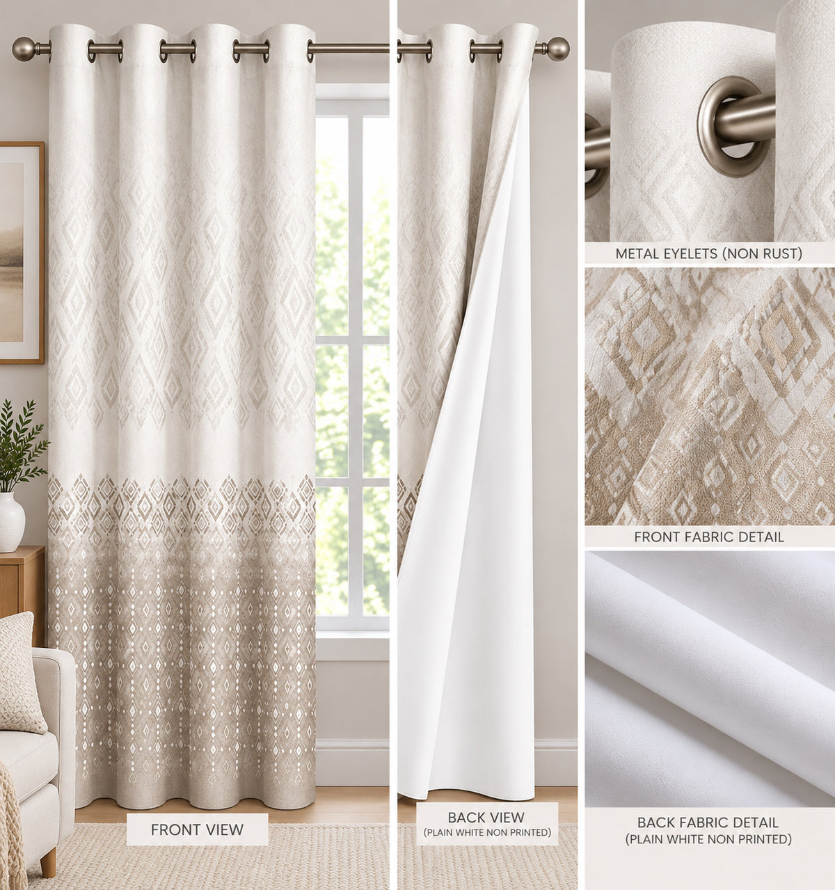 DESERT PEARL PRINTED CURTAIN