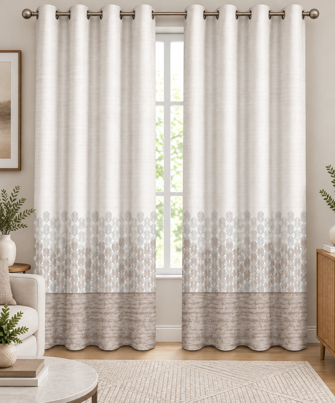BRITISH DARK BROWN PRINTED CURTAIN