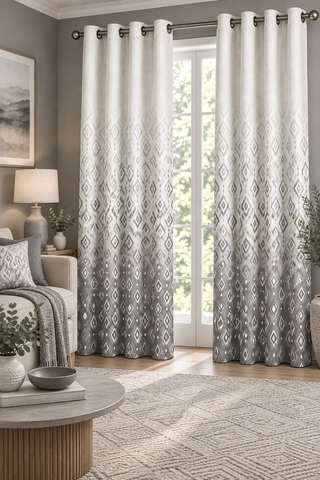 KENORA GREY PRINTED CURTAIN