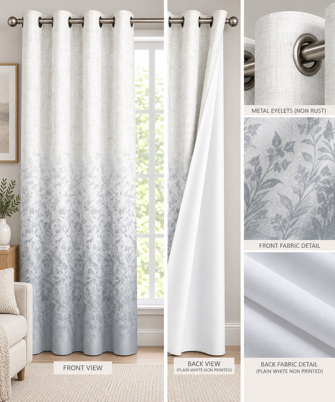 DRUMHELLER GREY PRINTED CURTAIN