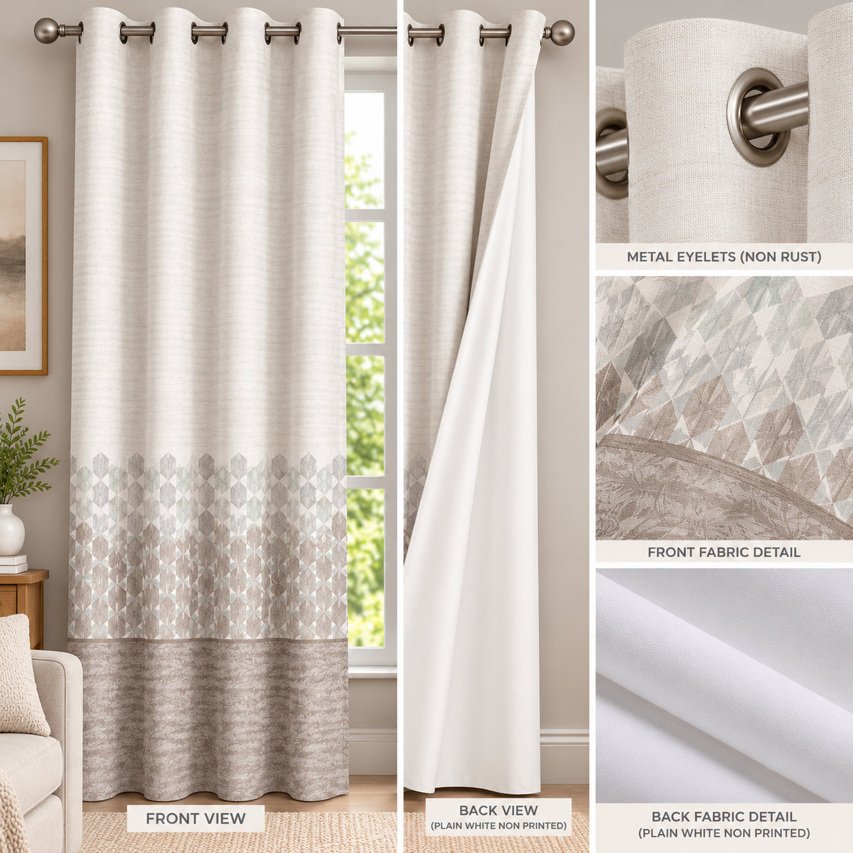 BRITISH DARK BROWN PRINTED CURTAIN