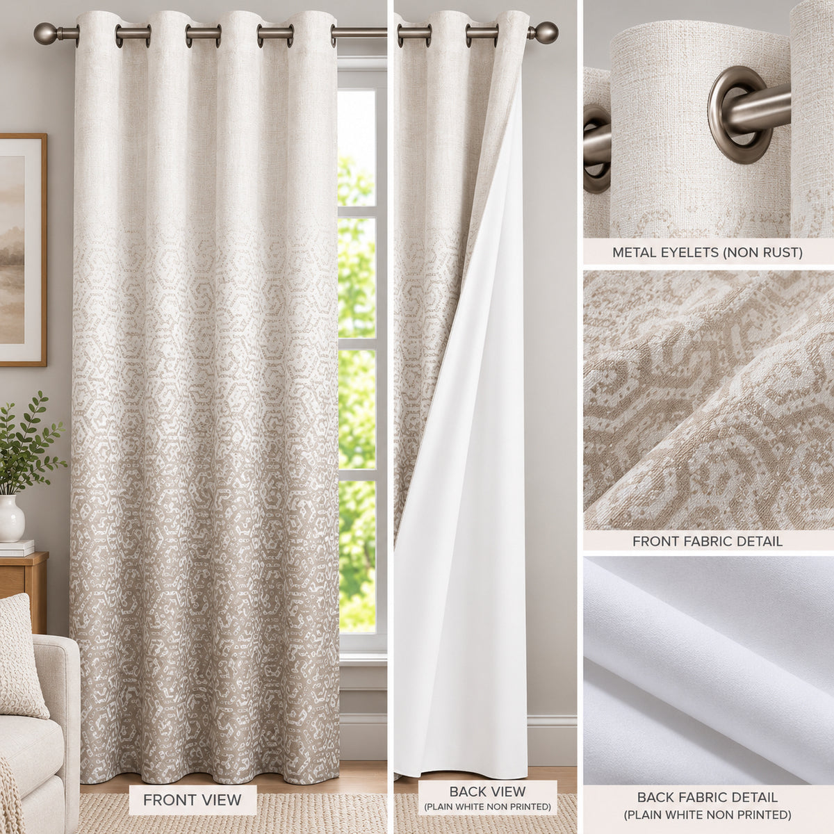 SQUAMISH DARK BROWN PRINTED CURTAIN