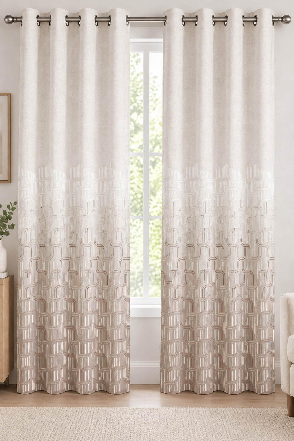 LINEA MIST LIGHT COFFEE PRINTED CURTAIN