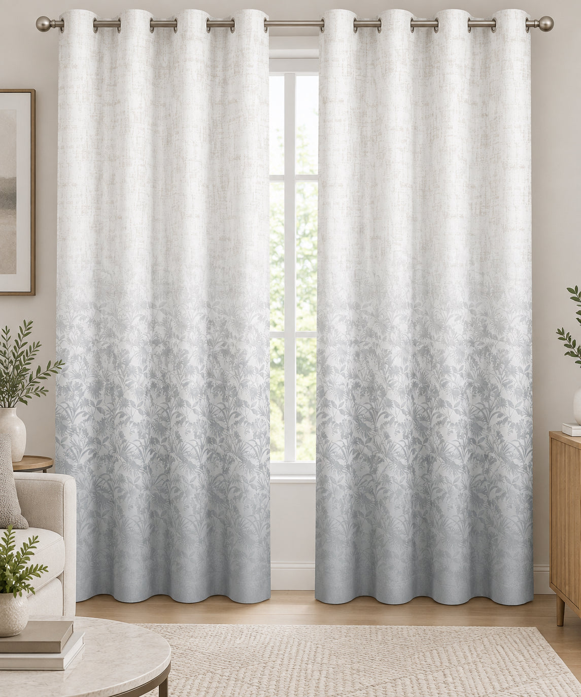 SILVER LEAF PRINTED ROOM DARKENING CURTAIN