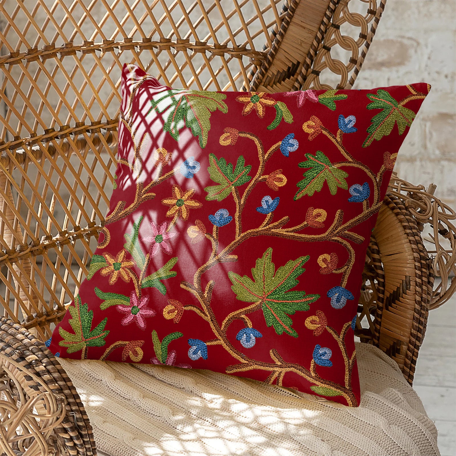 VAROSKI KASHMIRI RED DIGITAL PRINTED CUSHION COVER (Pack of 2)