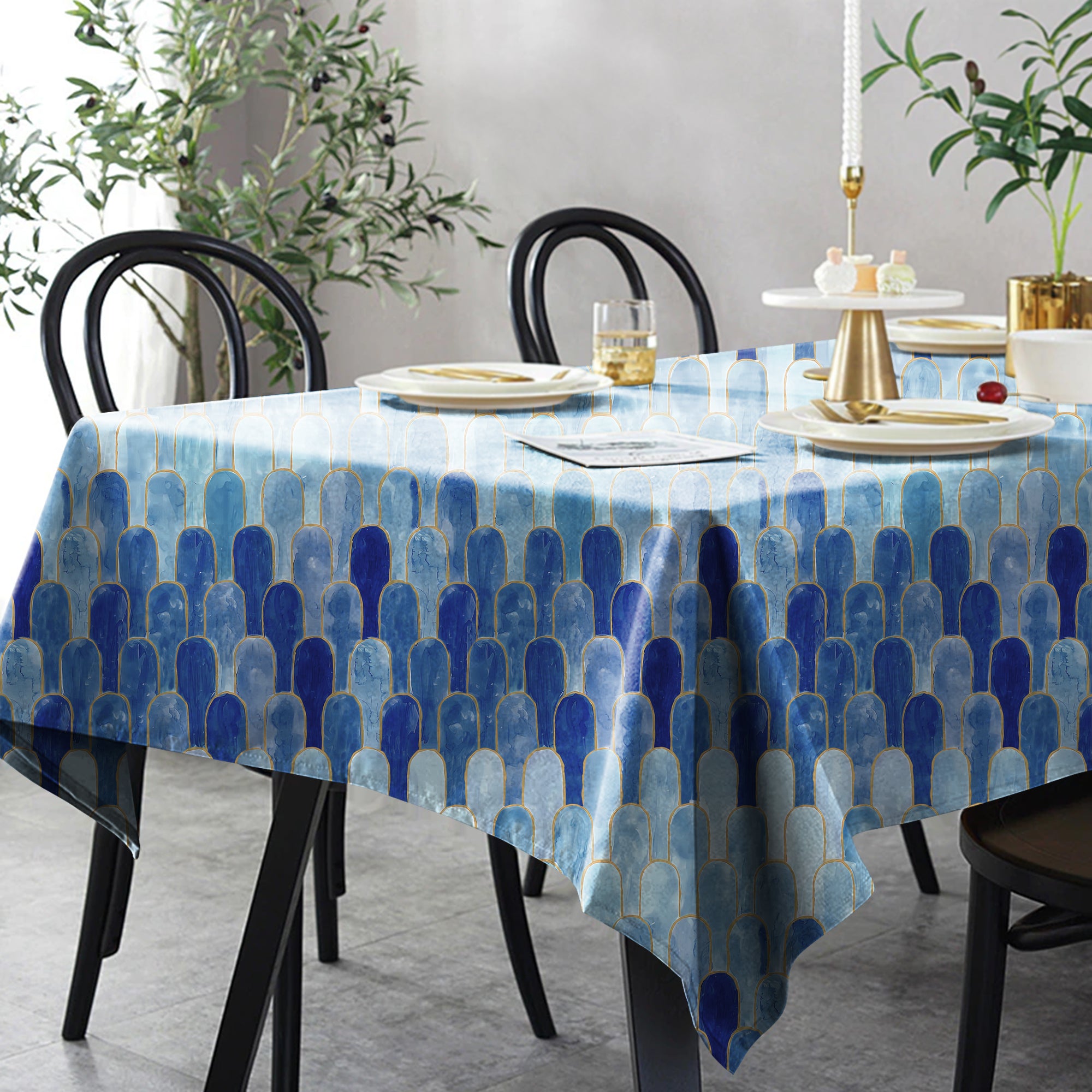 NICOBAR ROYAL BLUE 6 SEATER TABLE CLOTH