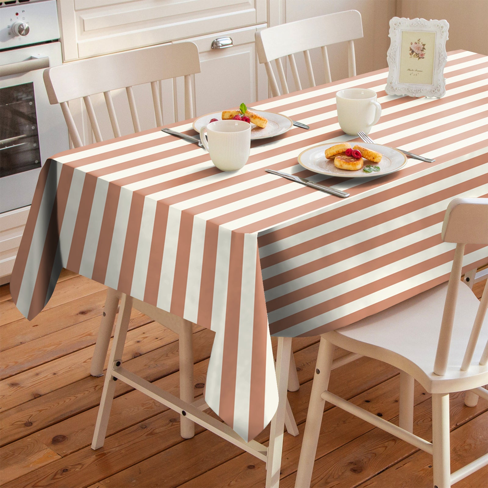 SPRING GALLERY BIG STRIPE Reddish Orange 6 Seater Table Cloth