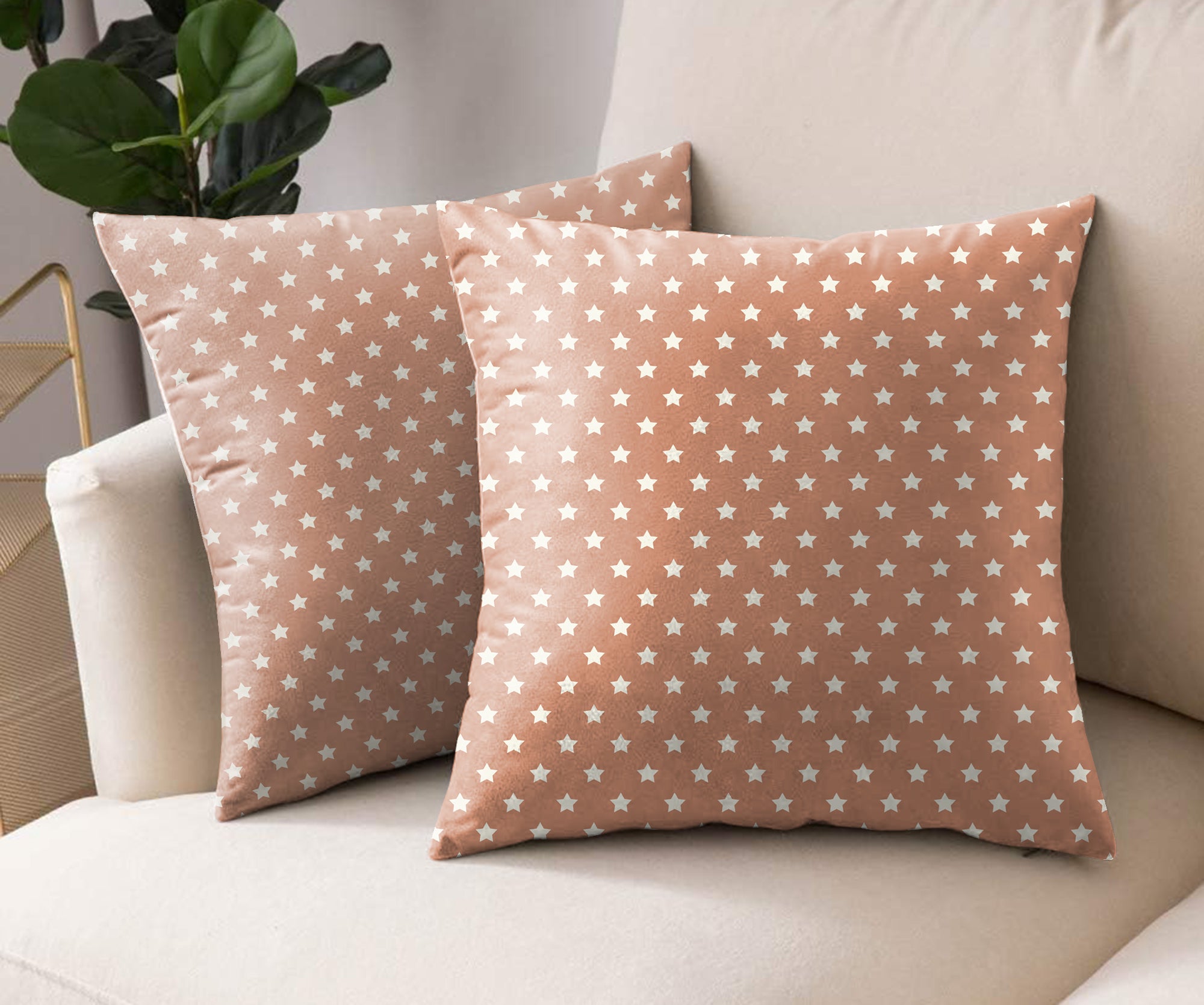 SPRING GALLERY STAR REDDISH ORANGE DIGITAL PRINTED CUSHION COVER (Pack of 2)