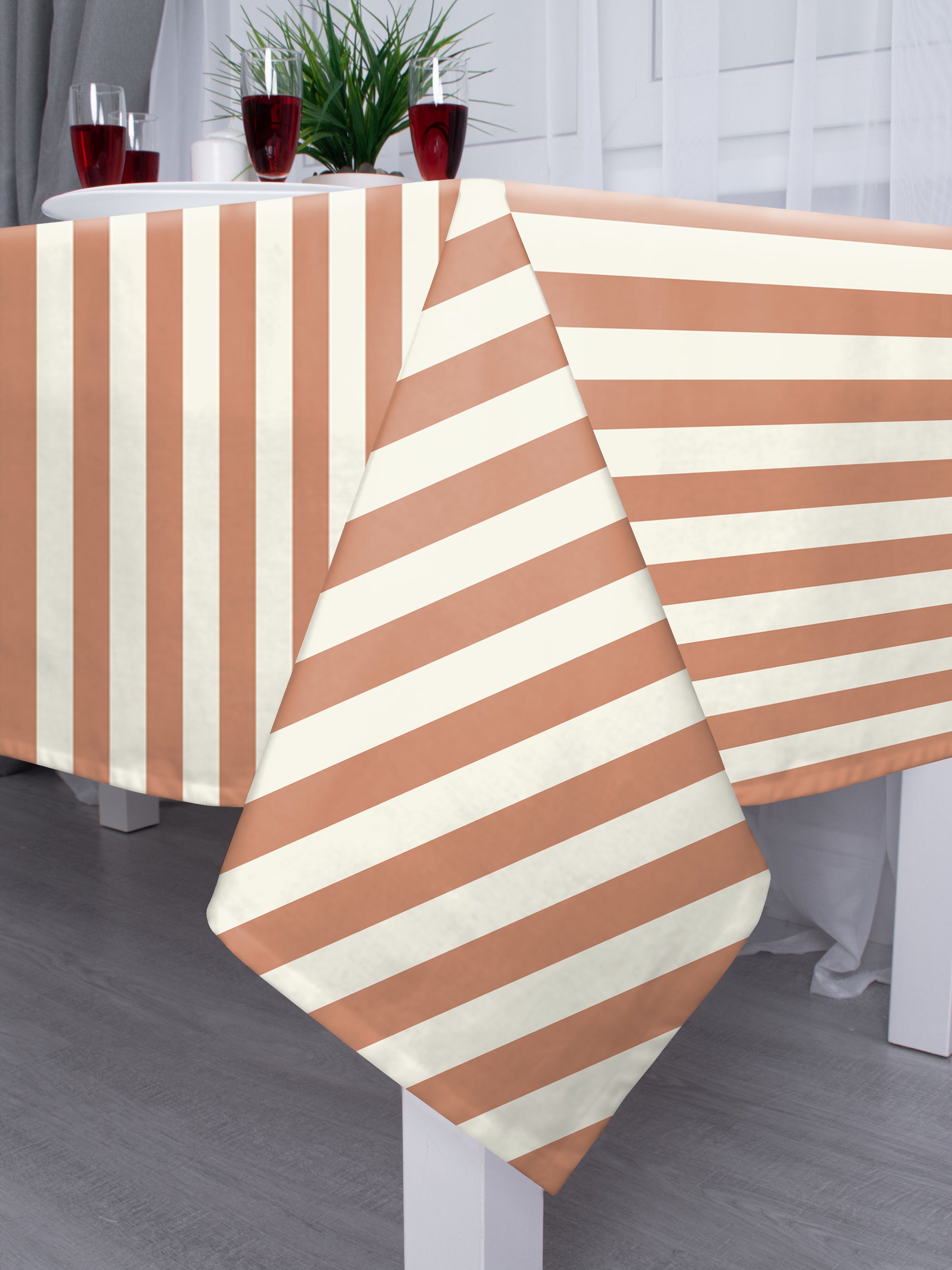 SPRING GALLERY BIG STRIPE Reddish Orange 6 Seater Table Cloth