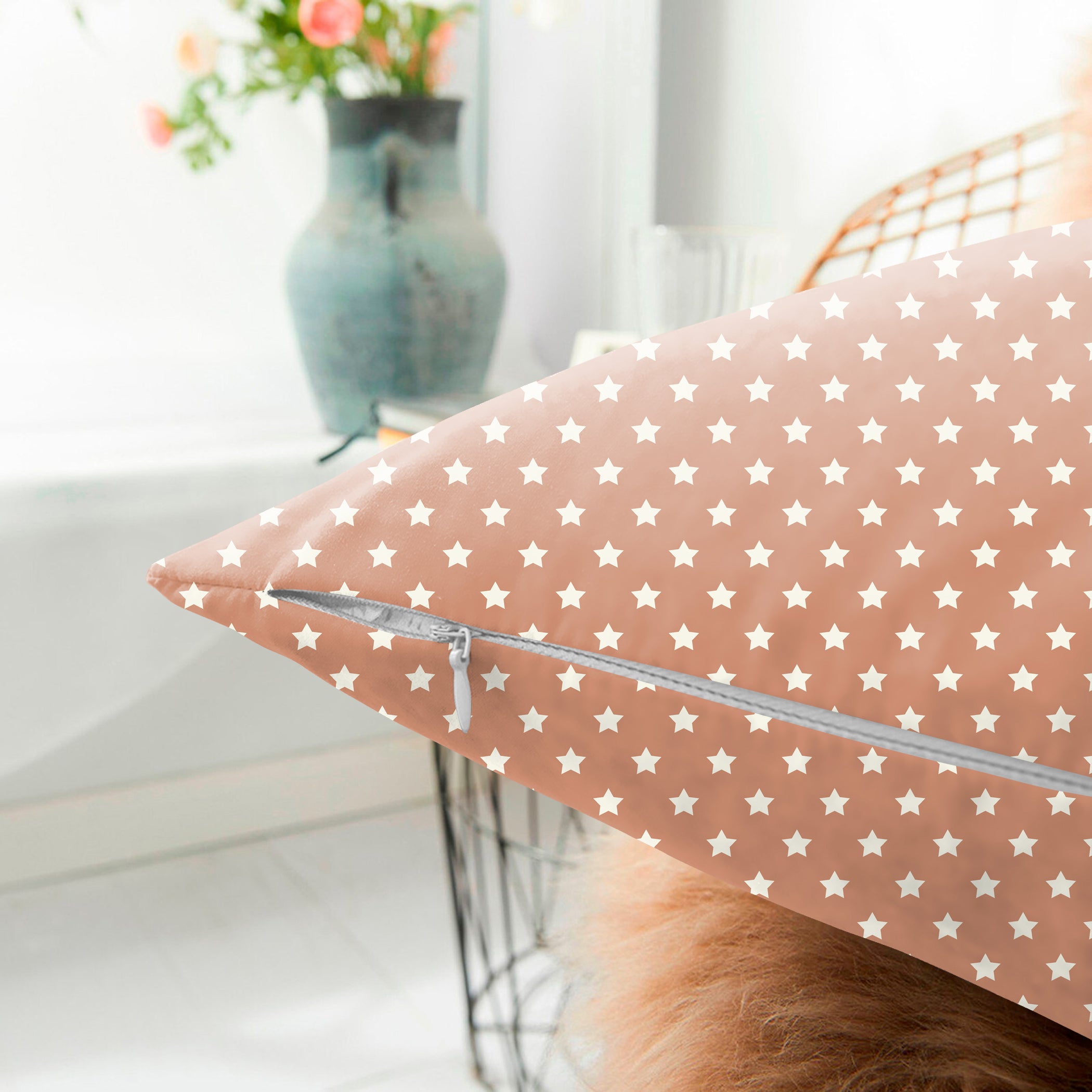 Spring Gallery Reddish Orange Digital Printed Cushion Cover (Pack of 2)