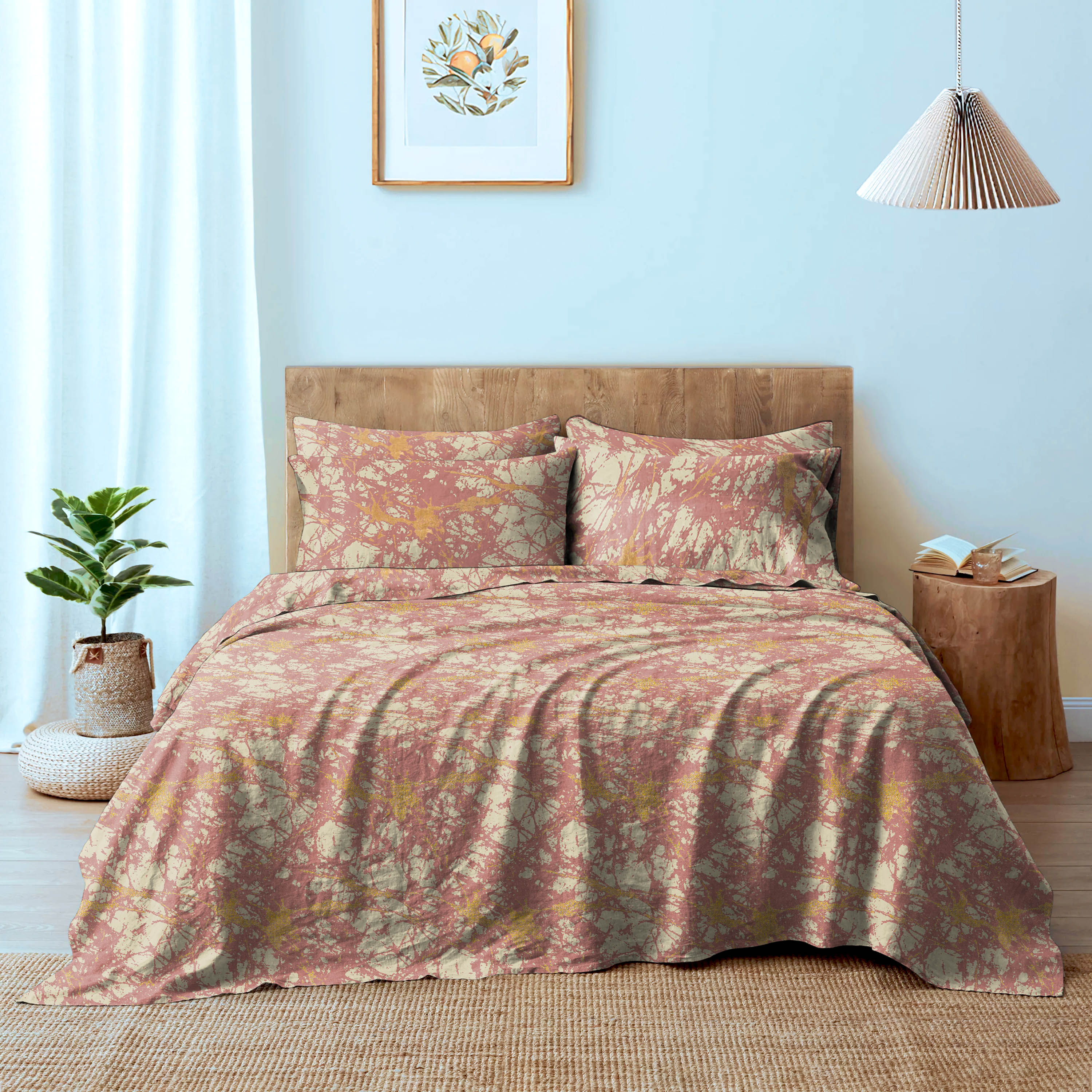 LAVA ROSE GOLD  BEDSHEET FOR DOUBLE BED WITH 2 PILLOWCOVERS KING SIZE (104" X 90")