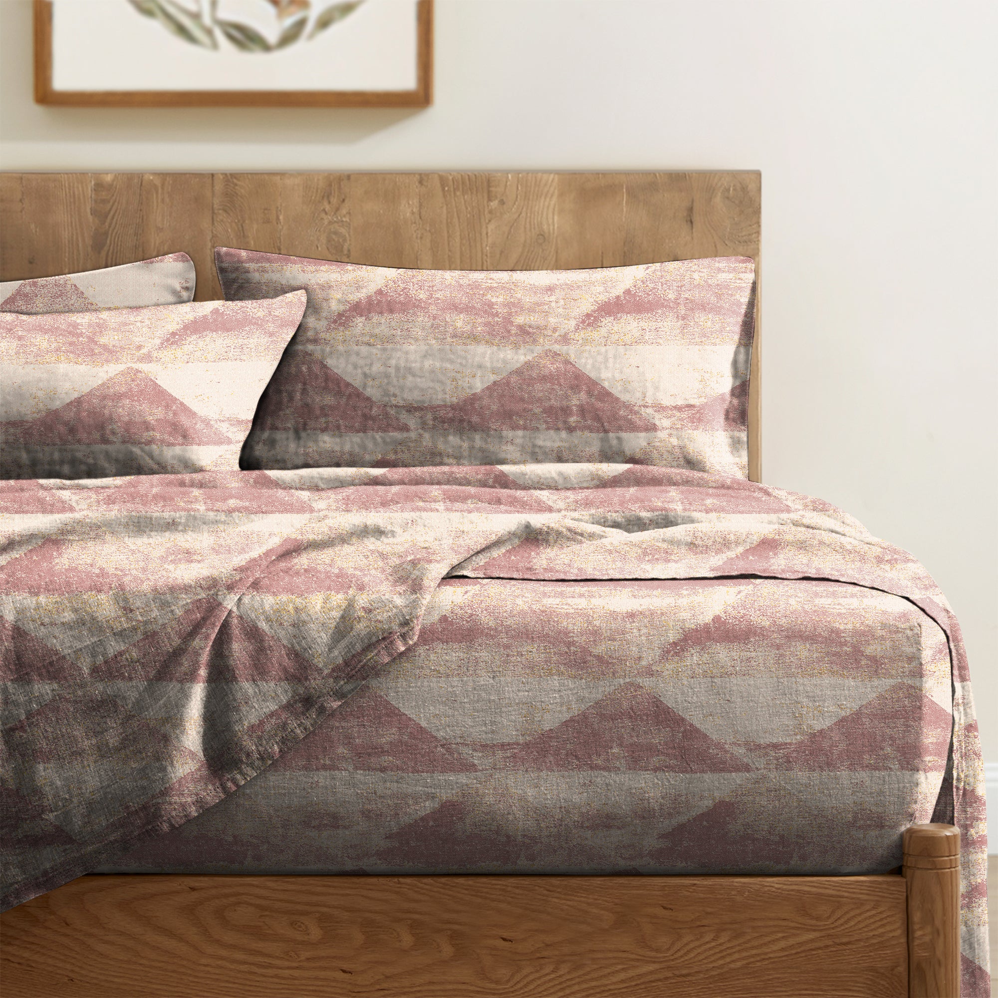 Mystique Rosso Bedsheet for Double Bed with 2 PillowCovers King Size (104" X 90")