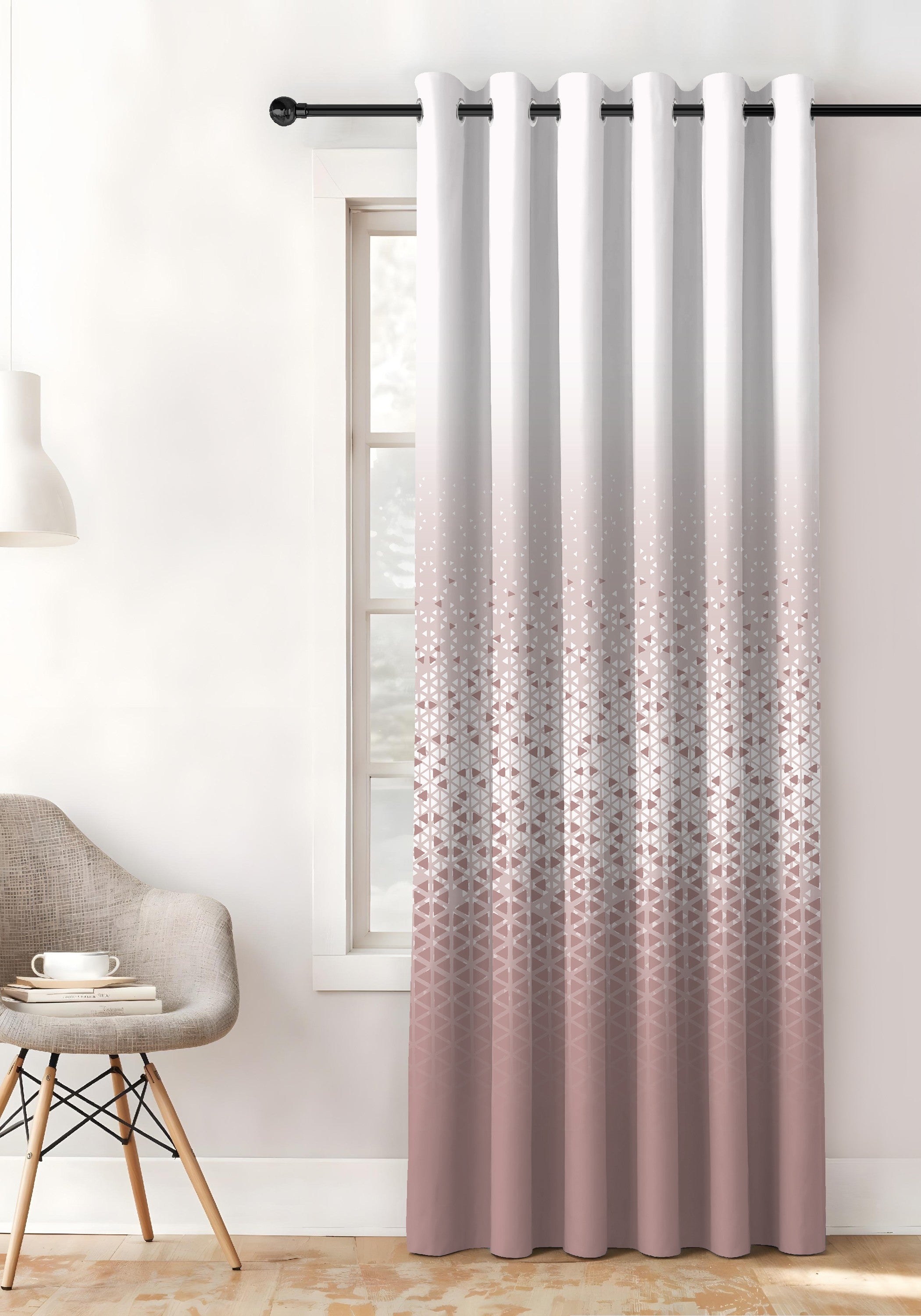 NEXUS ROSE BEIGE PRINTED ROOM DARKENING CURTAIN