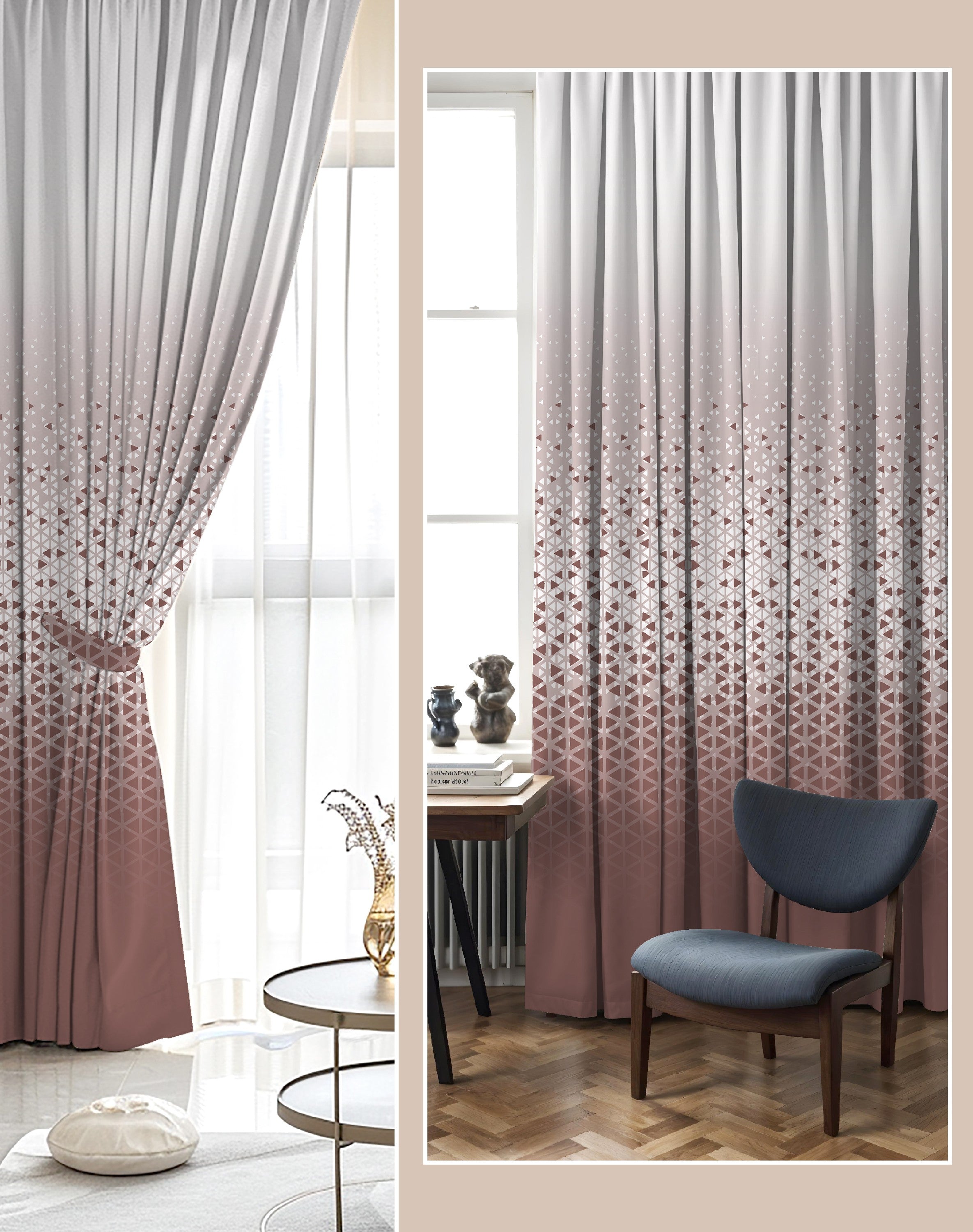 NEXUS ROSEWOOD PRINTED ROOM DARKENING CURTAIN