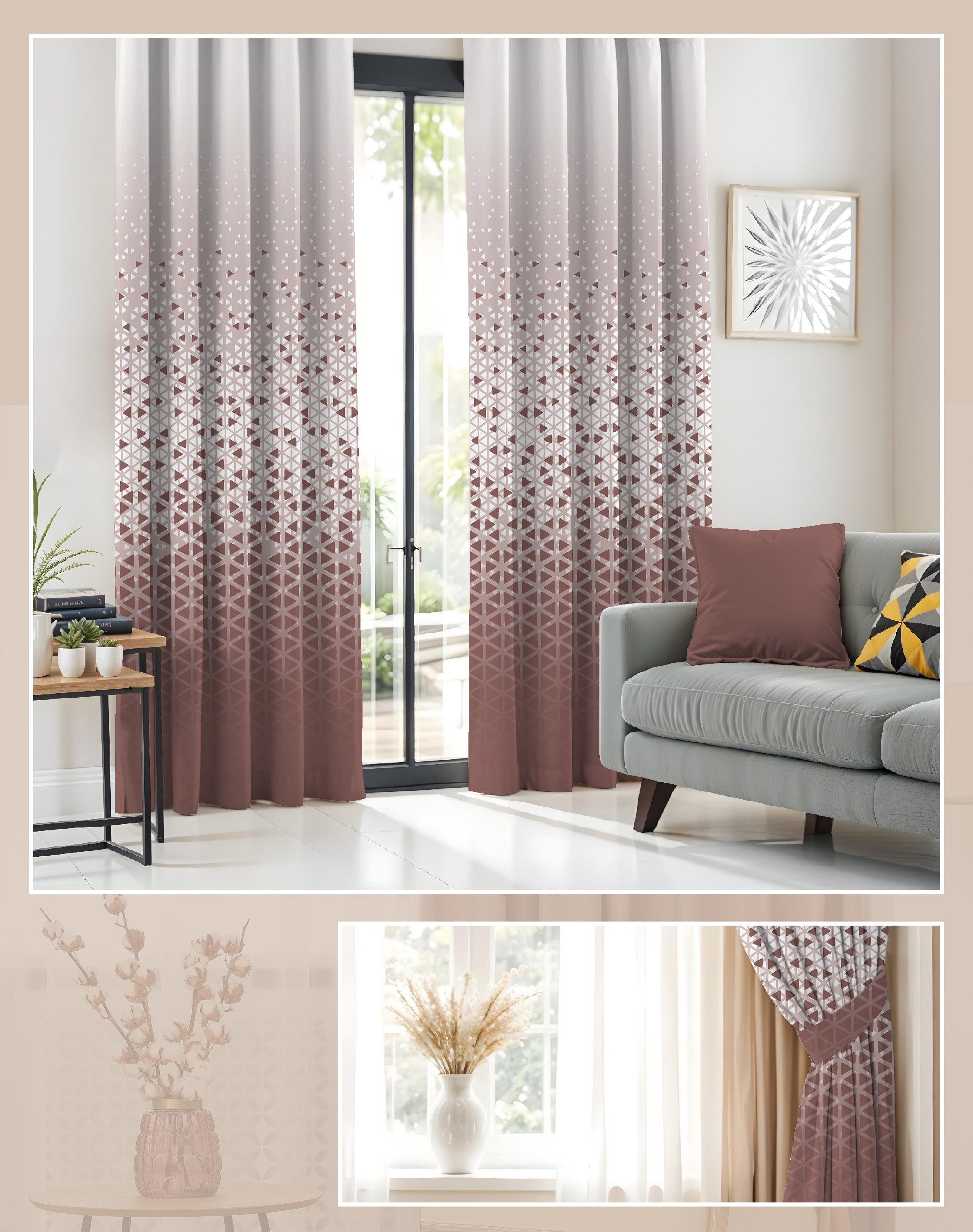 NEXUS ROSEWOOD PRINTED ROOM DARKENING CURTAIN