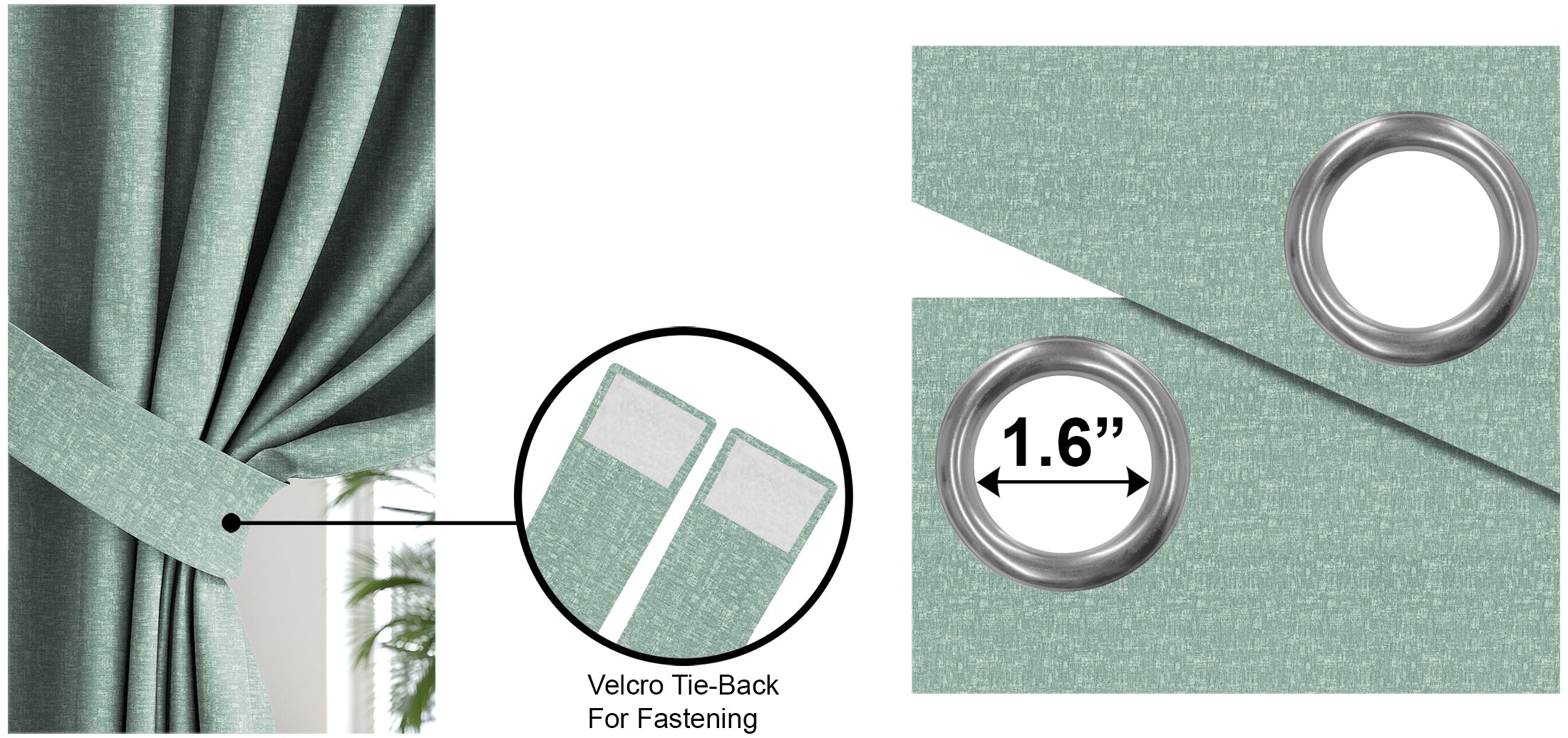 SUNBLOCK TEXTURE LASA SEA GREEN BLACKOUT CURTAINS