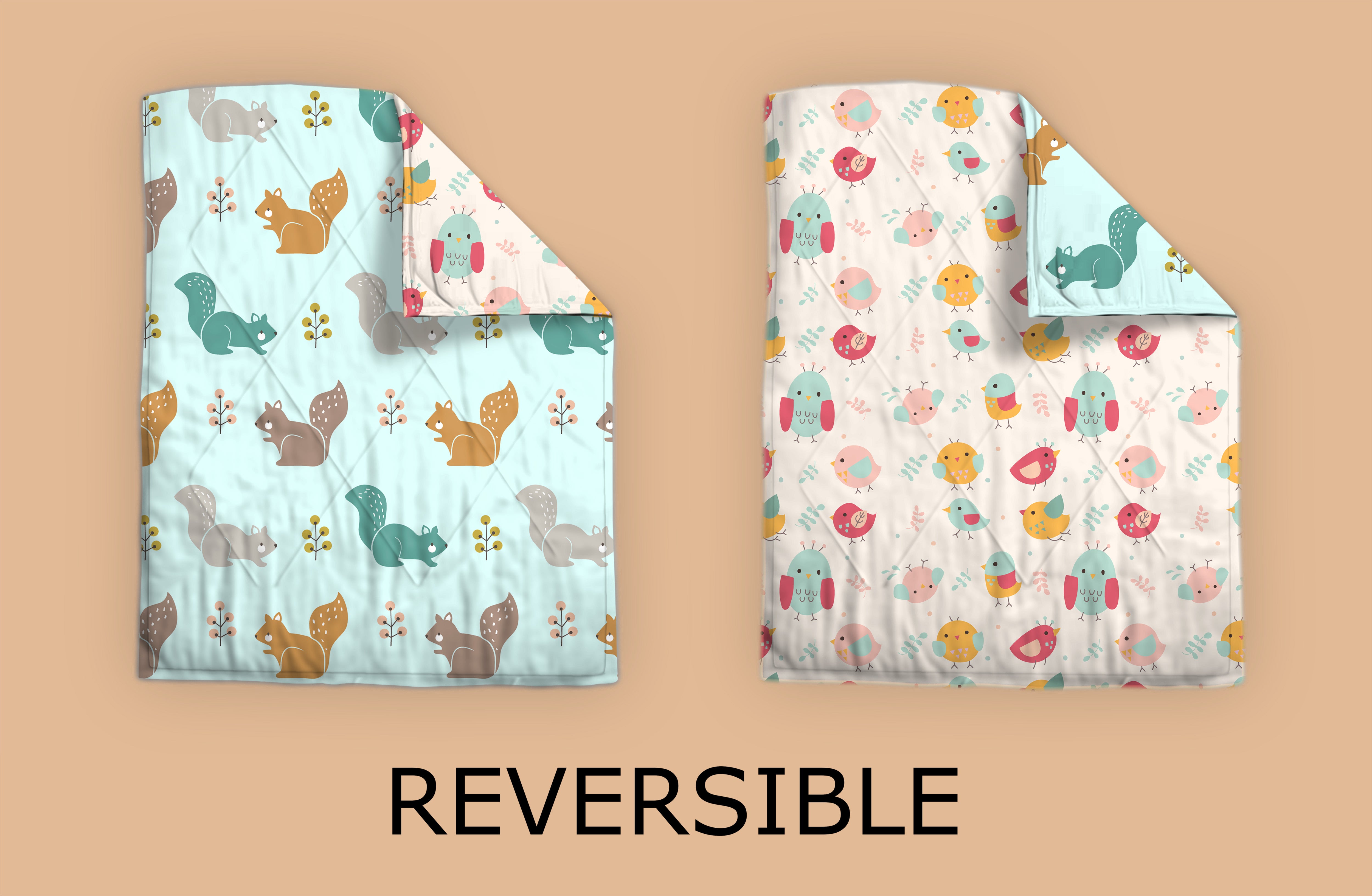 Squirrel Baby Super Soft Microfiber Reversible All Season Use Blanket (42" X 30")(0-2 Years)(SKYBLUE)