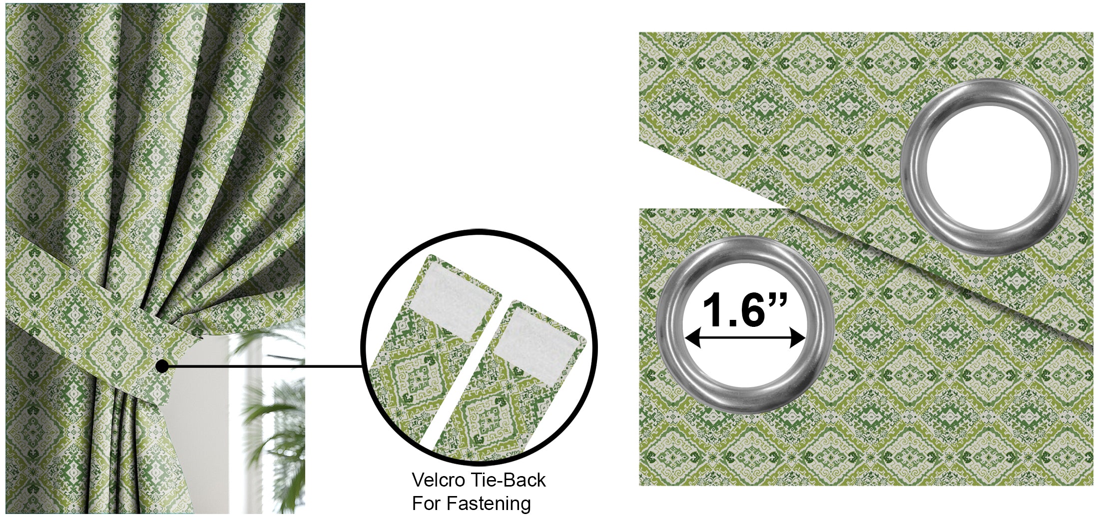 MOROCO SPRING GREEN BLACKOUT CURTAINS