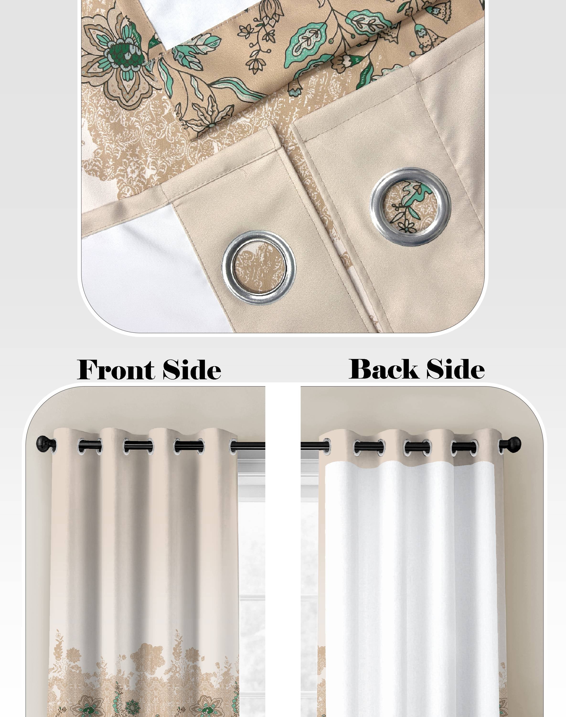 ELARA SAND BEIGE PRINTED ROOM DARKENING CURTAIN