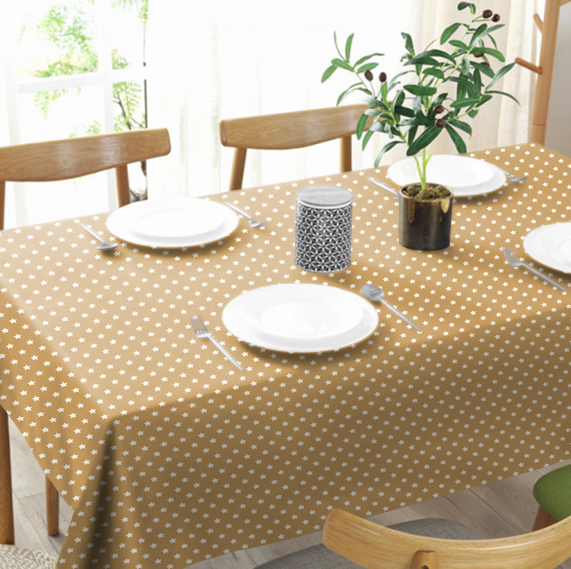 SPRING GALLERY STAR Sand Brown Table Cloth