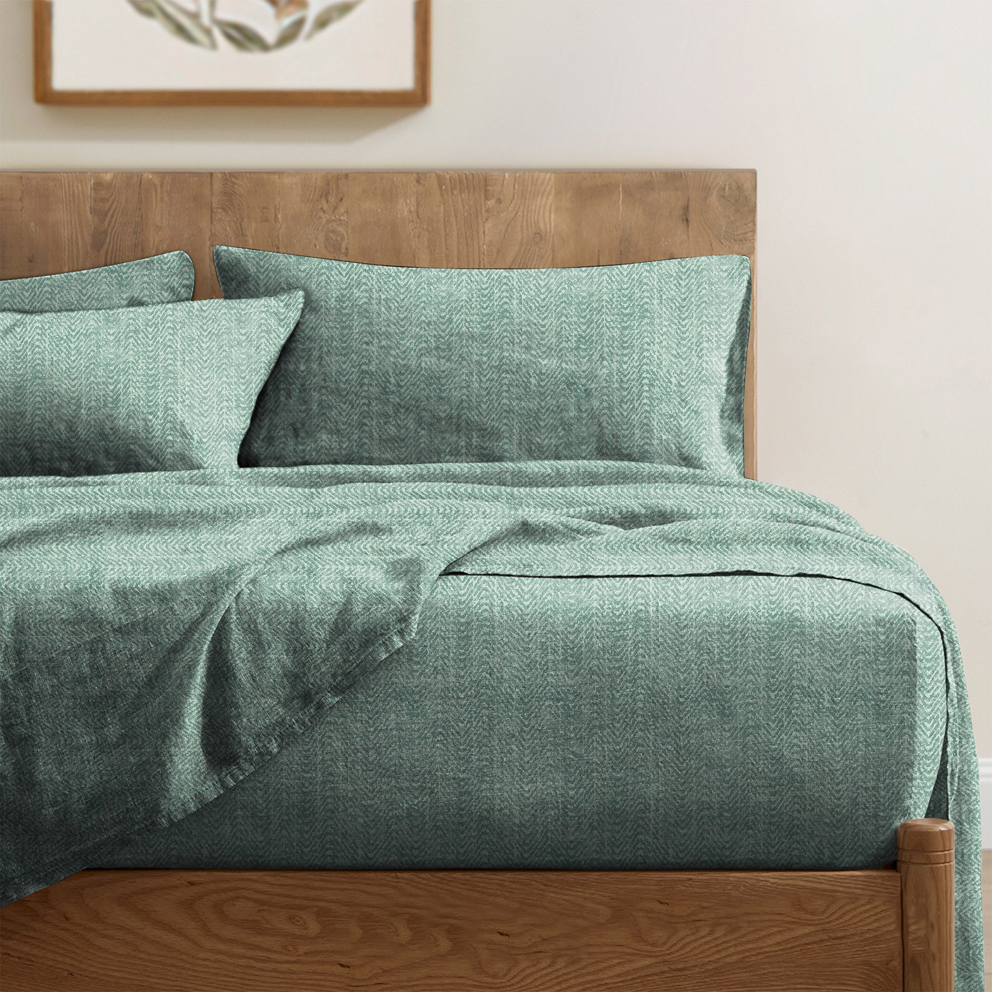 Casableu Microfiber Turin Sea Green Bedcover for Double Bed with 2 Pillow Covers King Size (104" X 90")