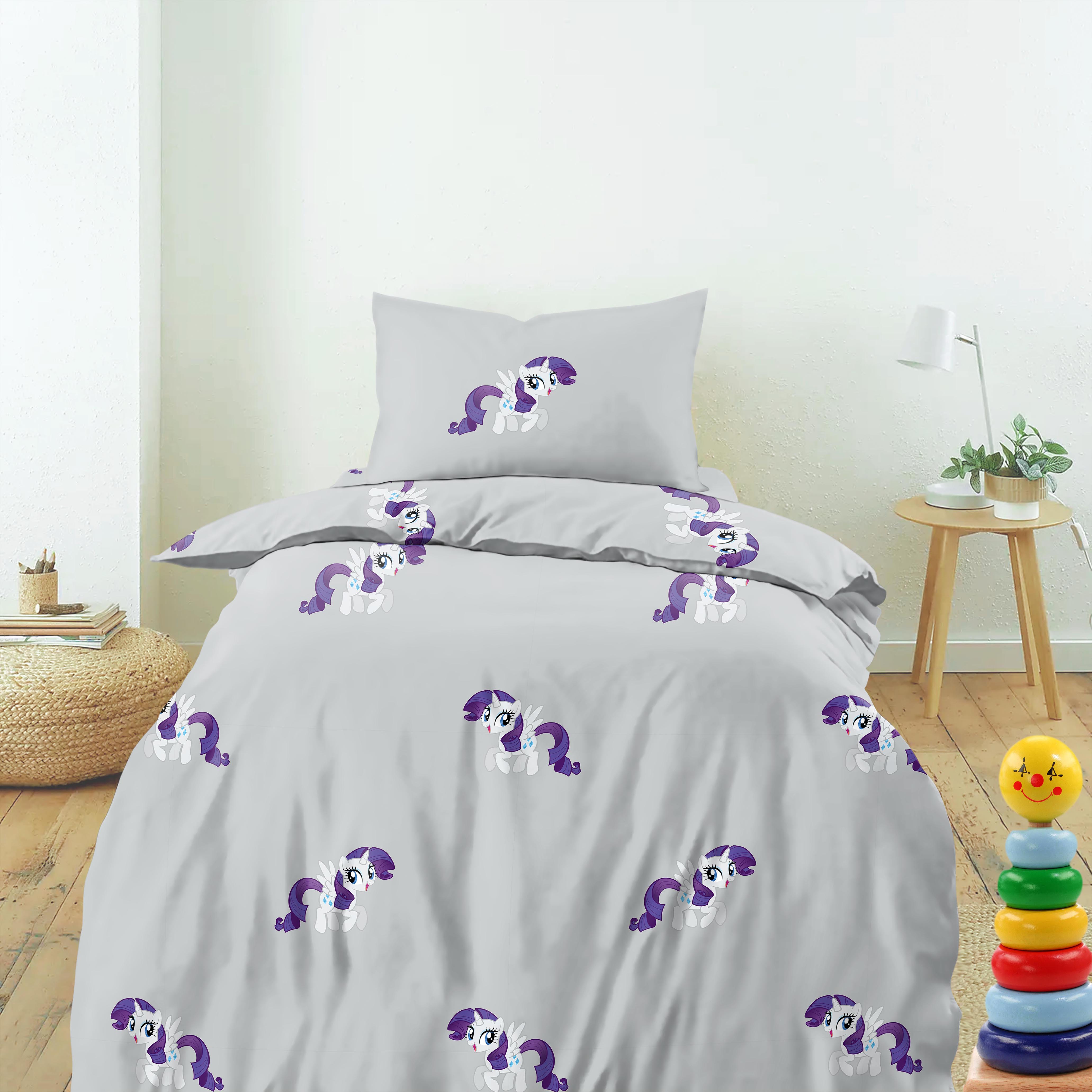 Bedcover Unicorn Rainbow Silver for Single Bed with Pillow Covers King Size (60" X 90")