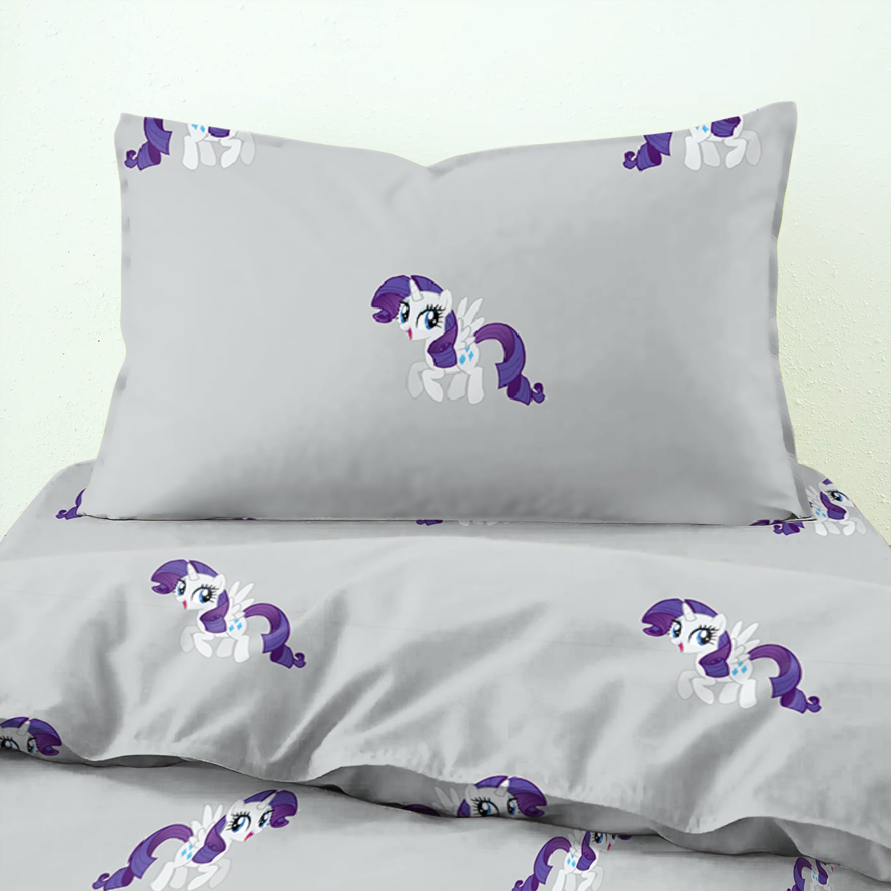 Bedcover Unicorn Rainbow Silver for Single Bed with Pillow Covers King Size (60" X 90")