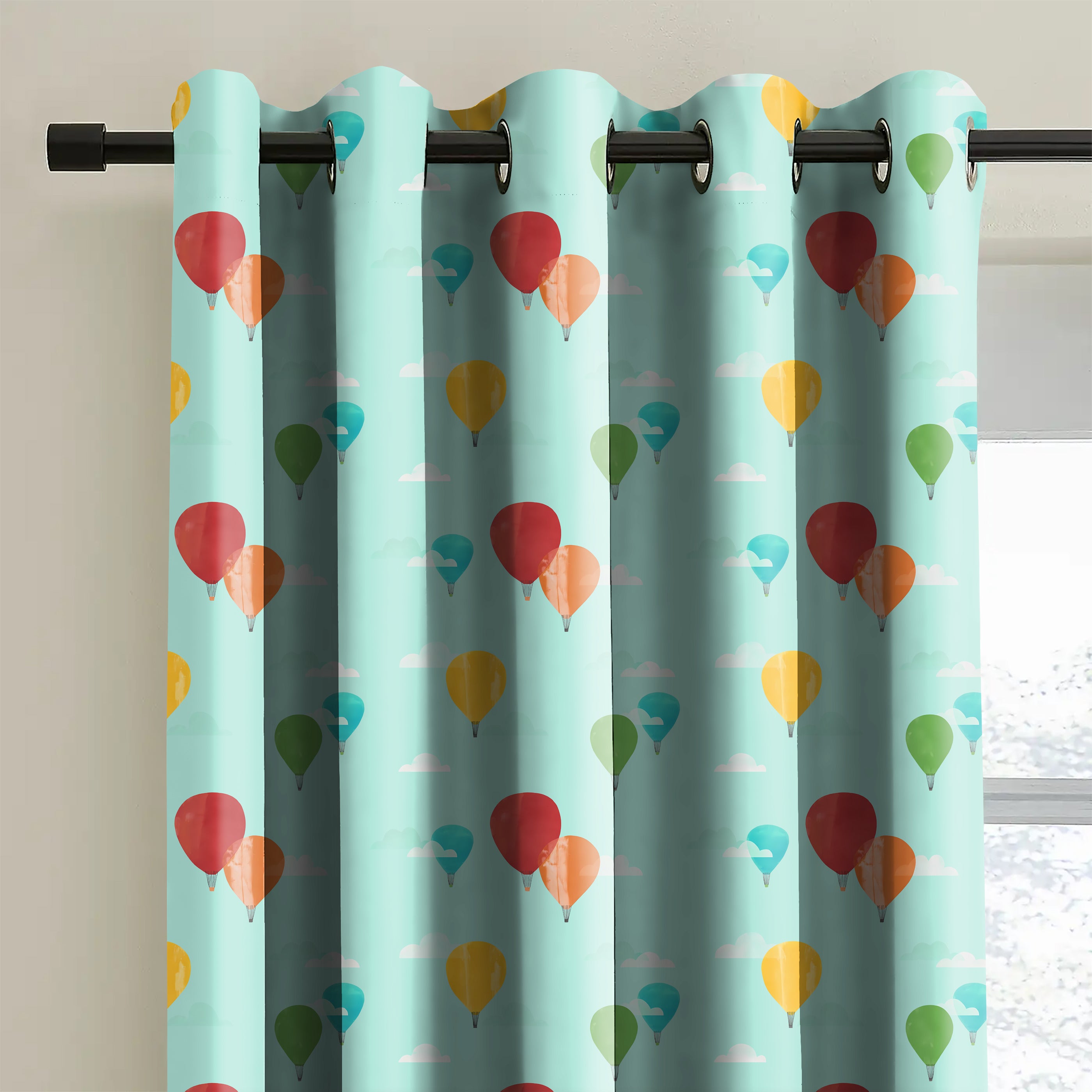 KIDS BALLOON SKY BLUE BLACKOUT CURTAINS