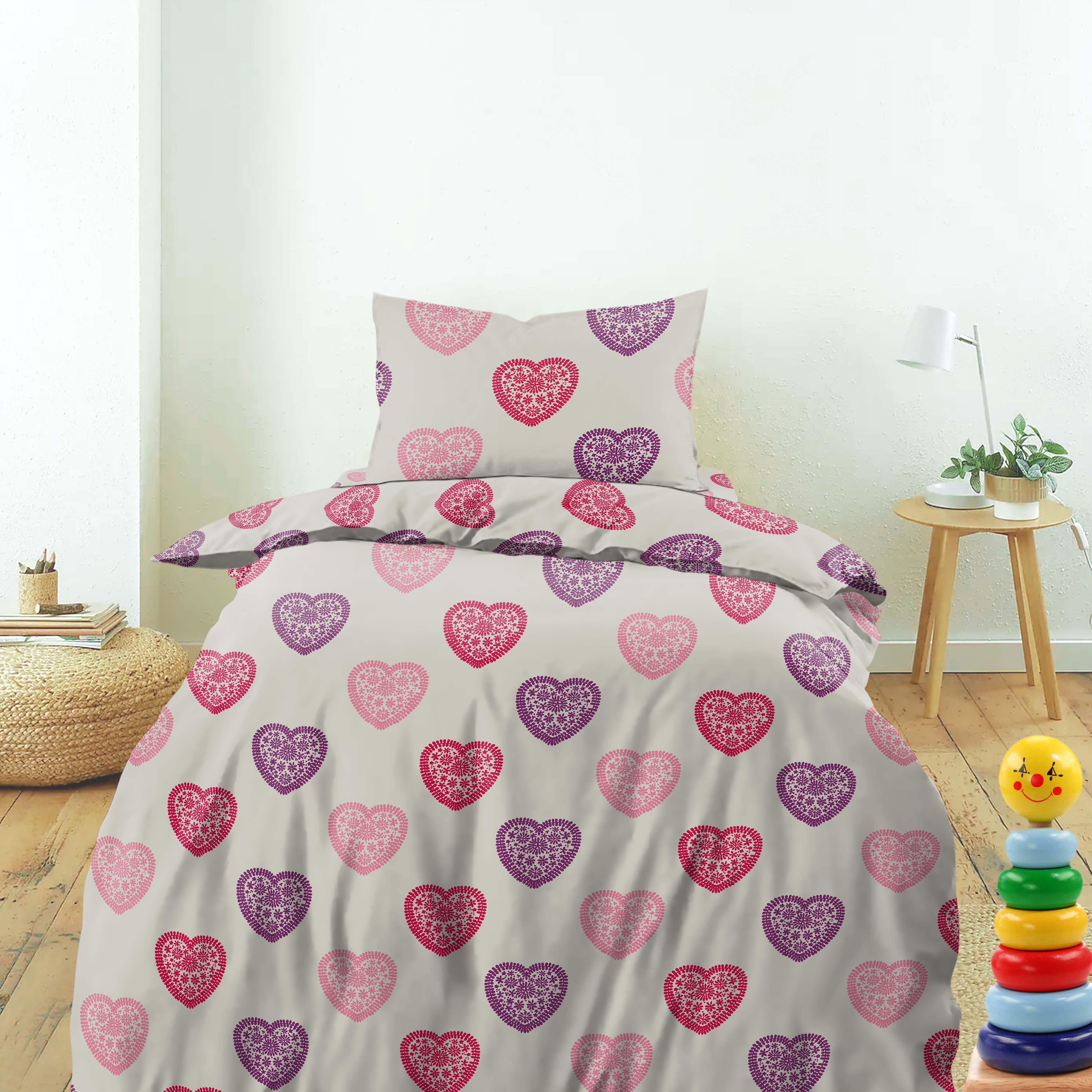 Bedcover Heart Ash for Single Bed with Pillow Covers King Size (60" X 90")