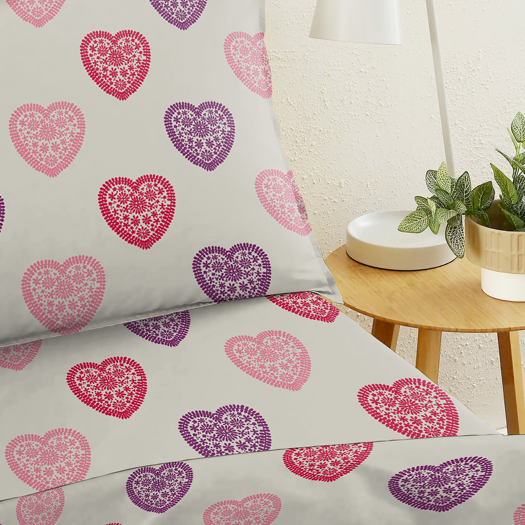 Bedcover Heart Ash for Single Bed with Pillow Covers King Size (60" X 90")