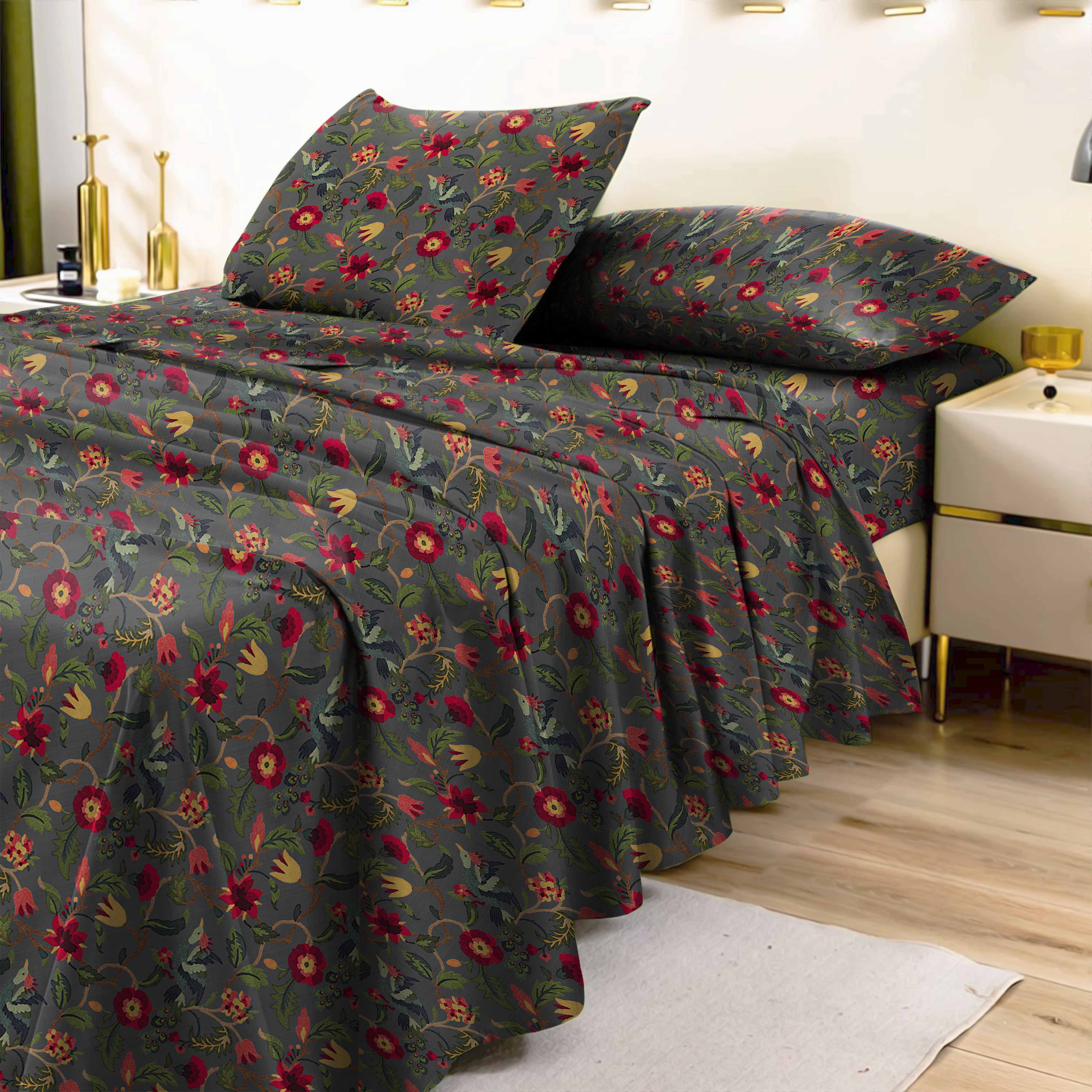 Cabal Space Grey Bedcover for Double Bed with 2 PillowCovers King Size (104" X 90")
