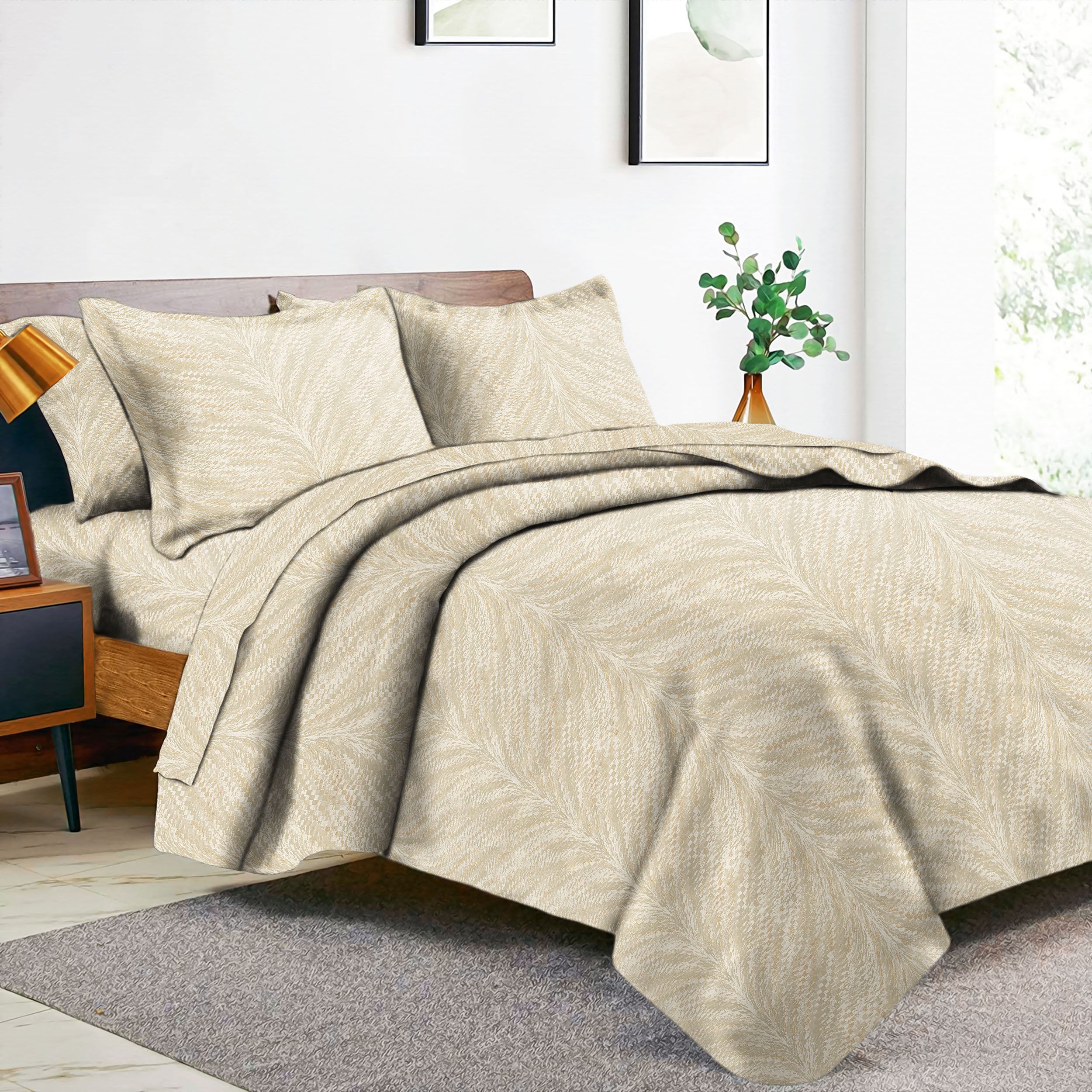 Luxor Stone Bedcover for Double Bed with 2 PillowCovers King Size (104" X 90")