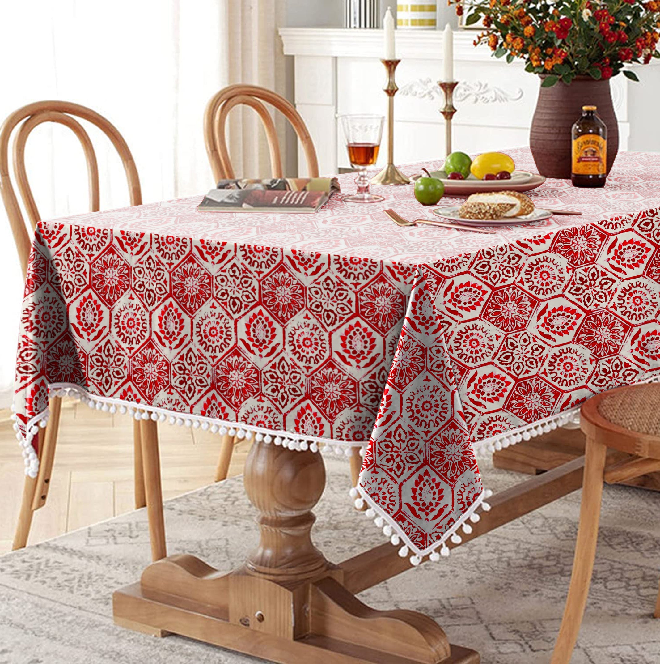 ANKARA RED 6 SEATER TABLE CLOTH
