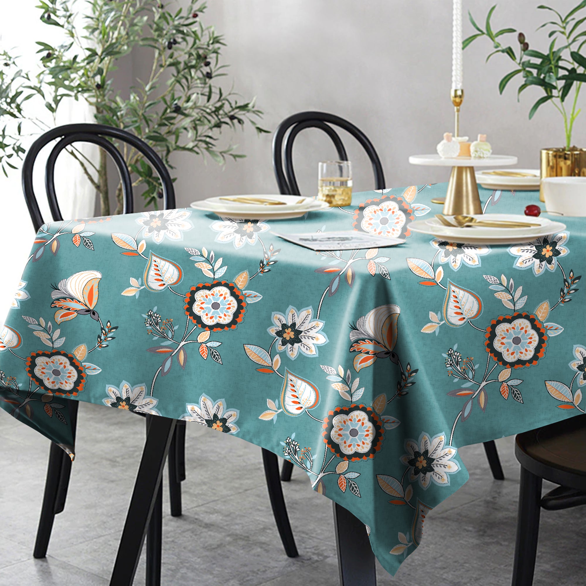 BEAU TEAL 6 Seater Table Cloth