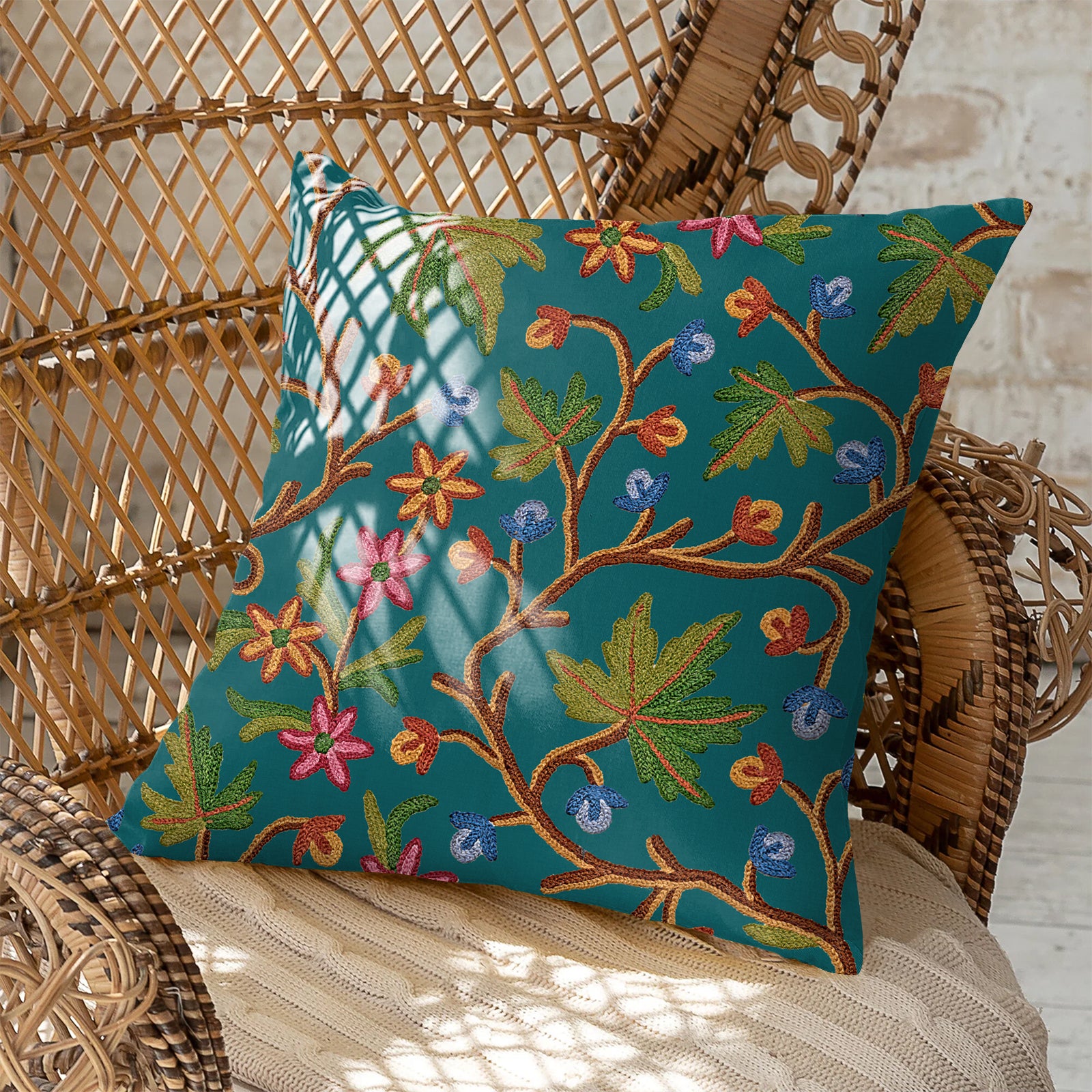 VAROSKI KASHMIRI TEAL DIGITAL PRINTED CUSHION COVER (Pack of 2)