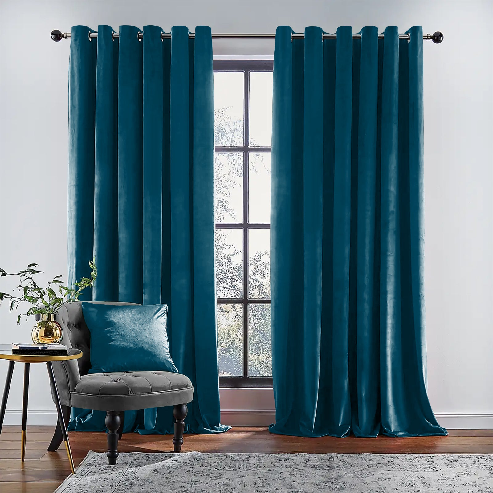 RAINBOW VELVET TEAL CURTAINS