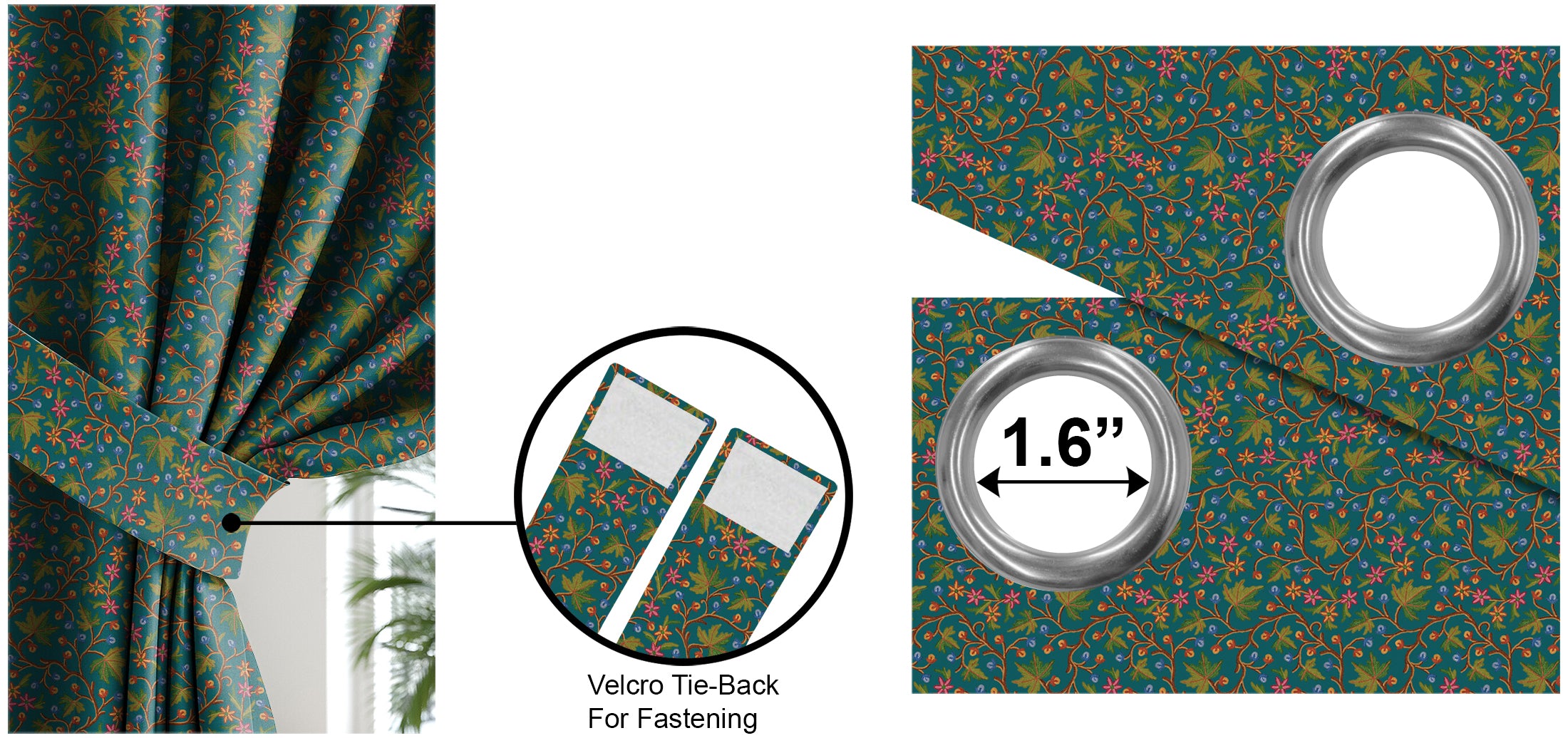 VAROSKI KASHMIRI TEAL BLACKOUT CURTAINS