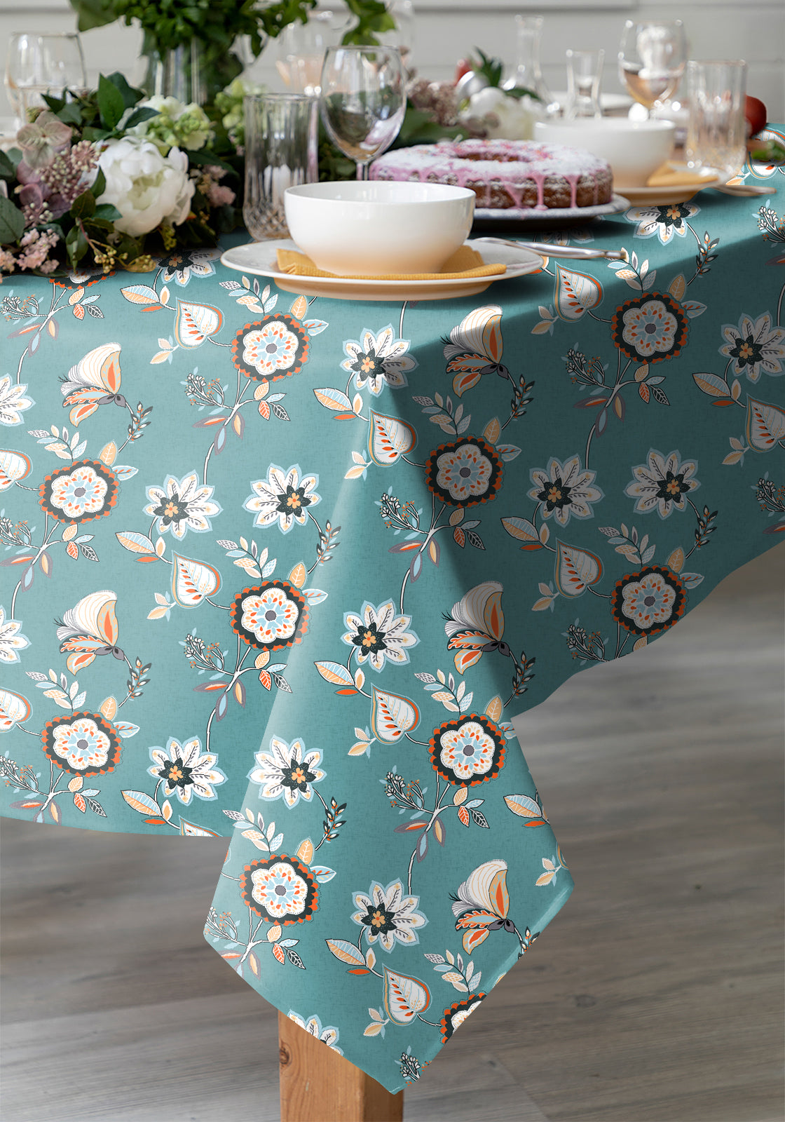 BEAU TEAL 6 Seater Table Cloth