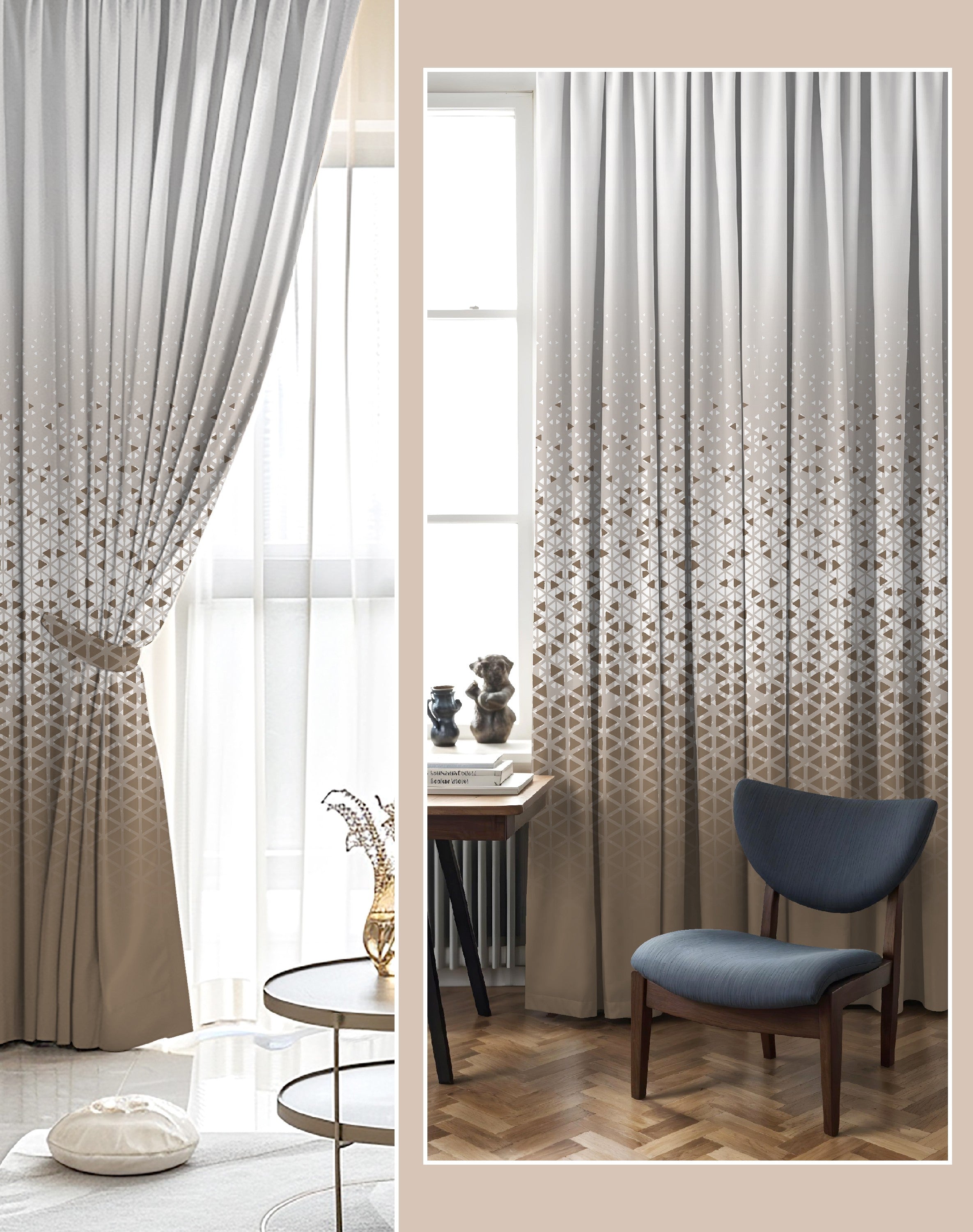 NEXUS TAUPE PRINTED ROOM DARKENING CURTAIN