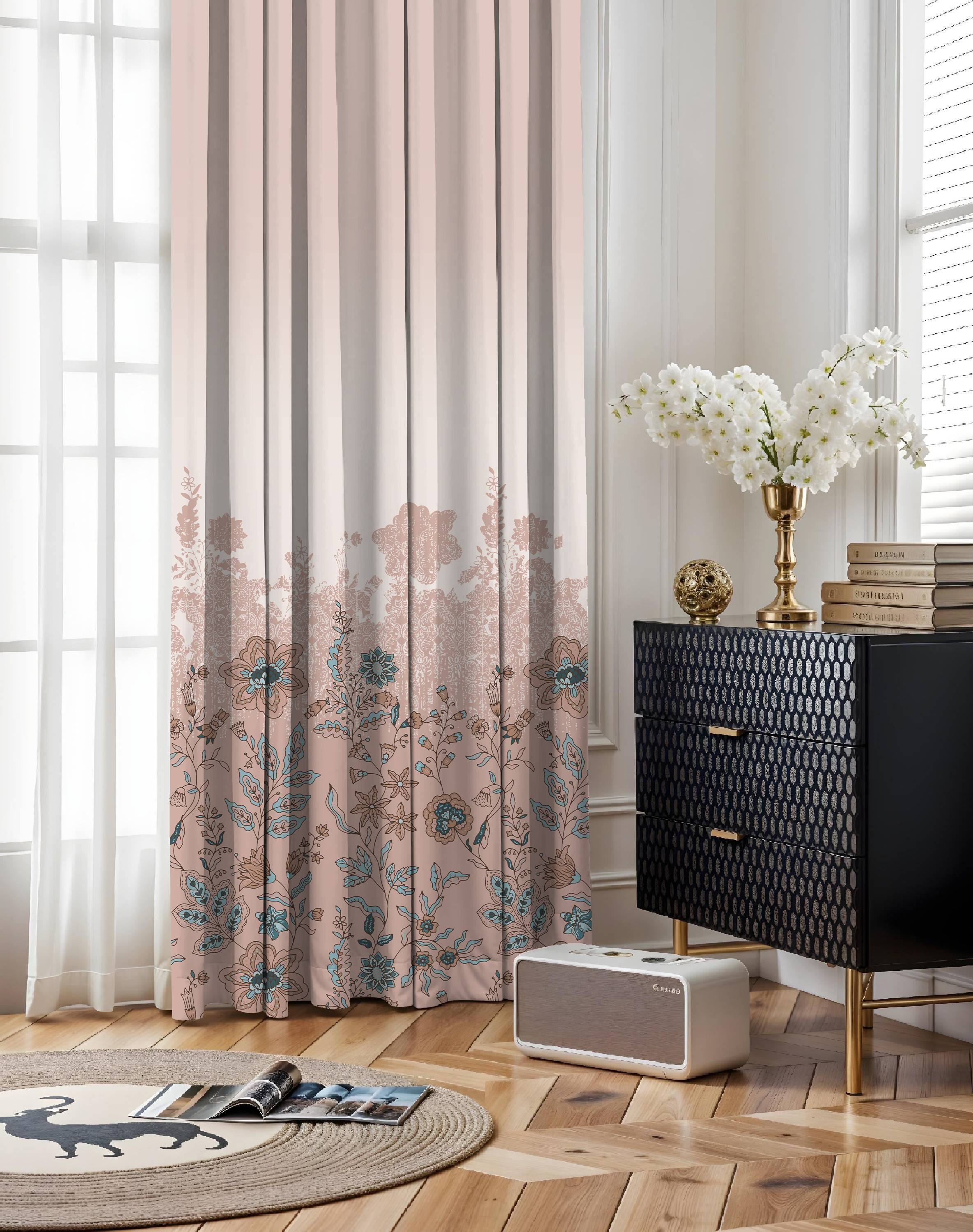 ELARA TAUPE PRINTED ROOM DARKENING CURTAIN