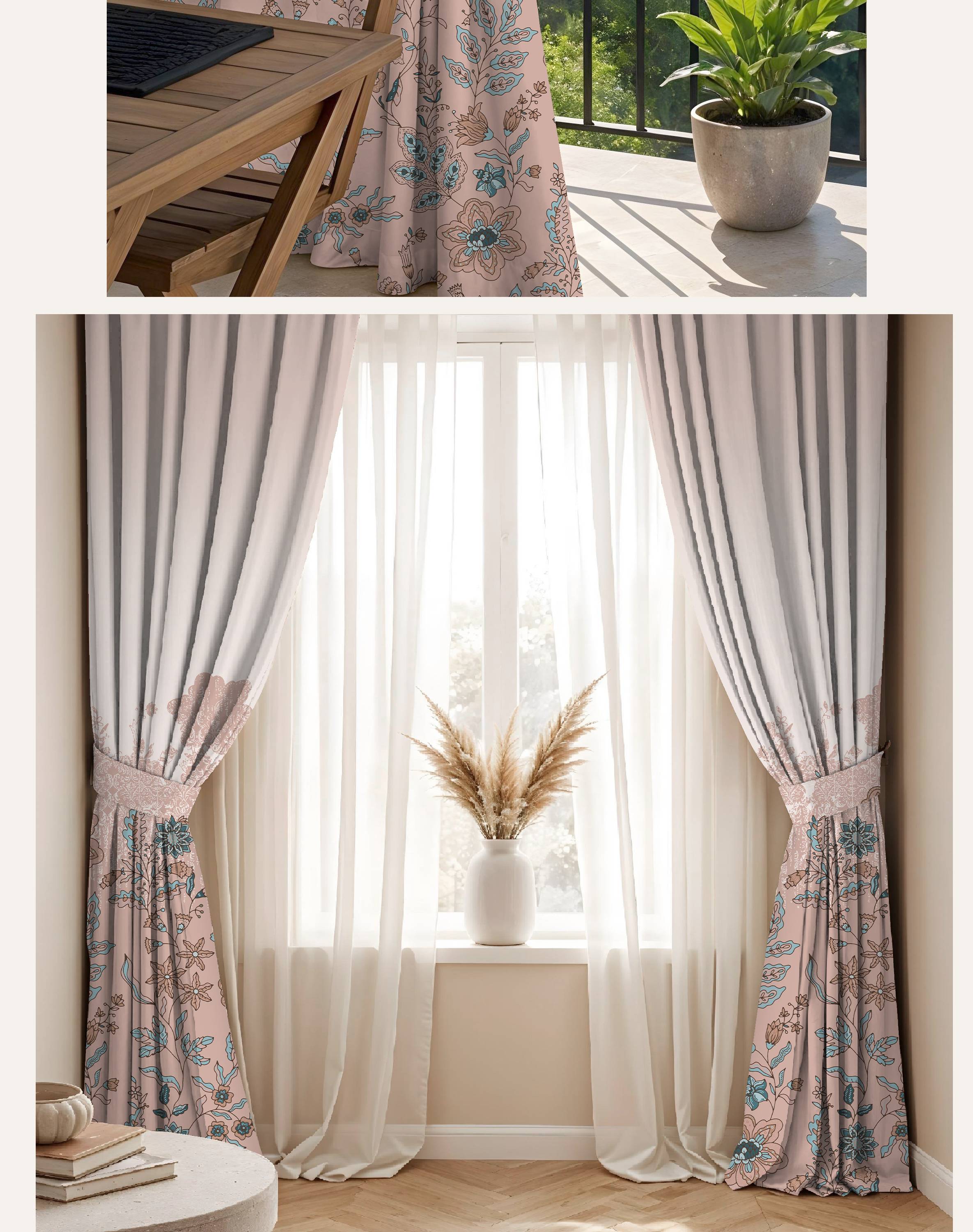 ELARA TAUPE PRINTED ROOM DARKENING CURTAIN