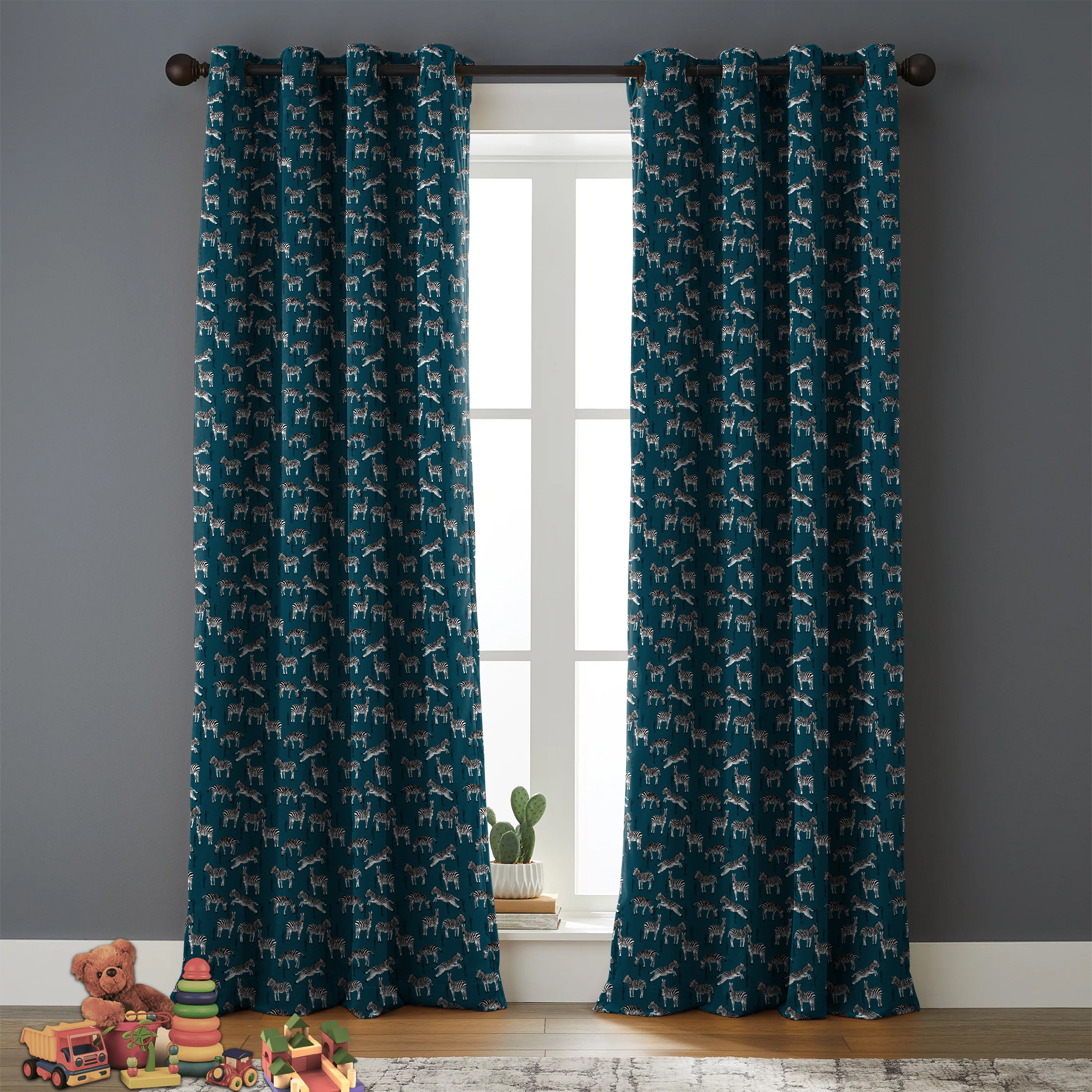 Zebra Teal Blackout Curtain