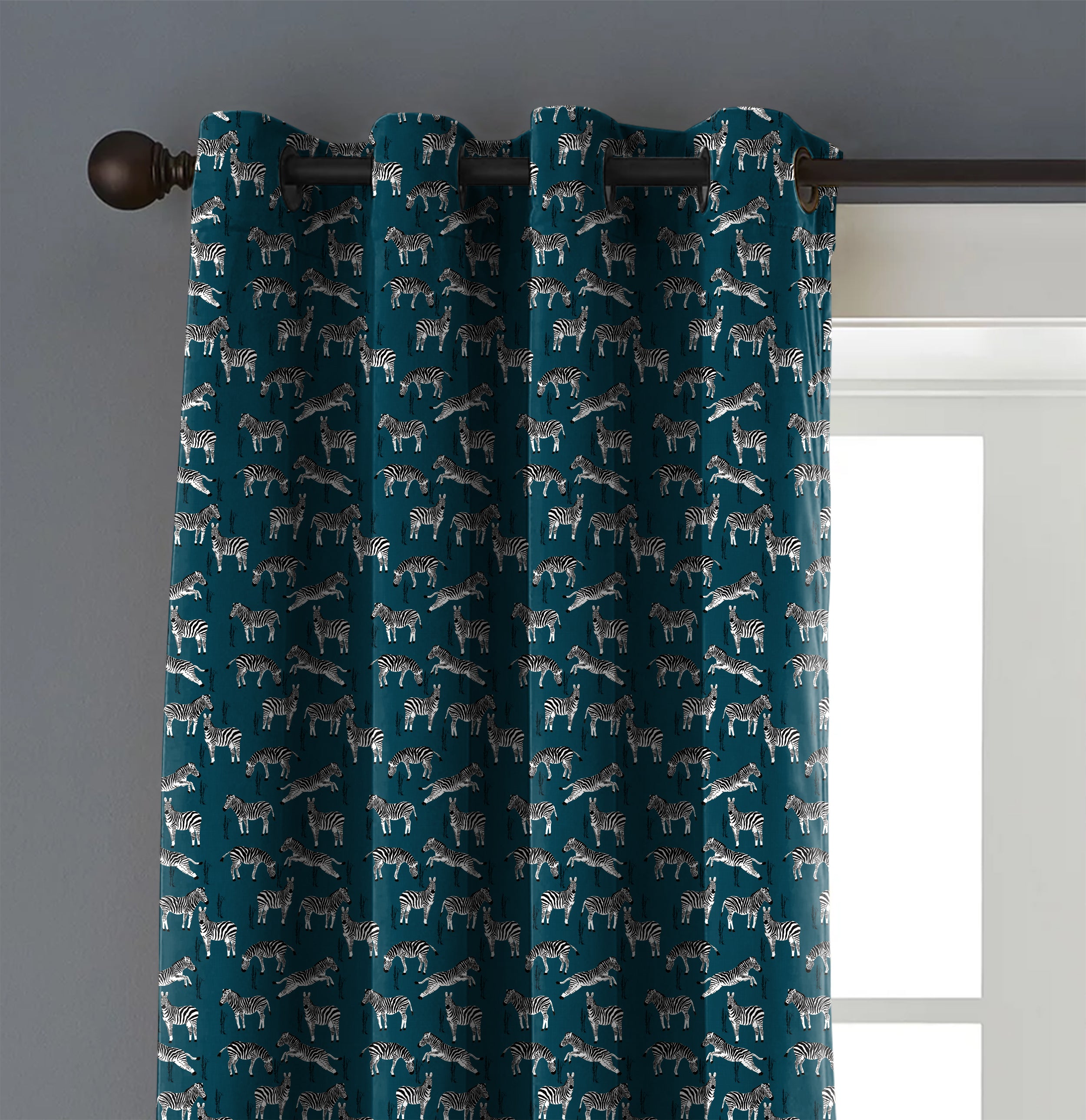 Zebra Teal Blackout Curtains
