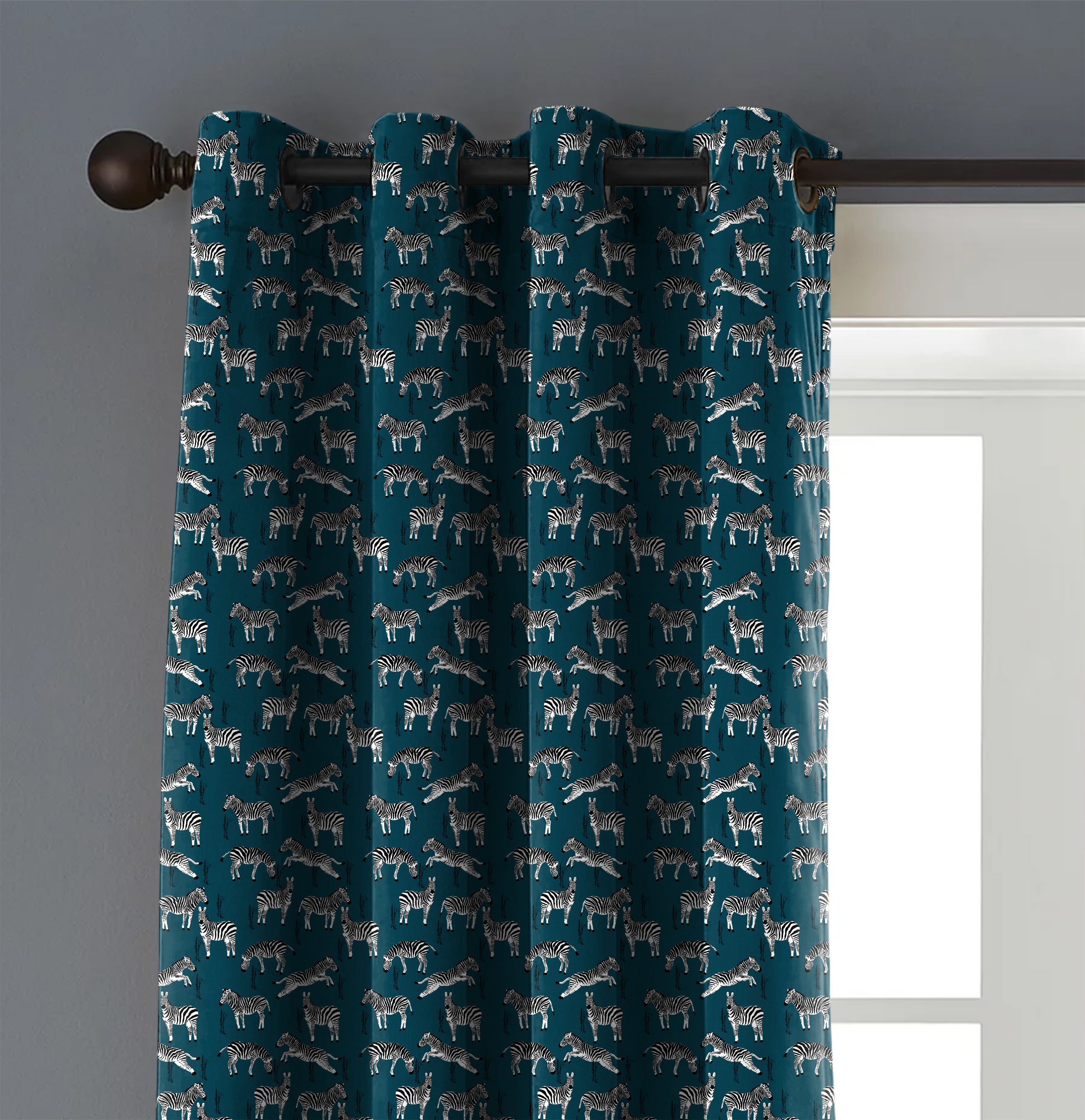 Zebra Teal Blackout Curtain